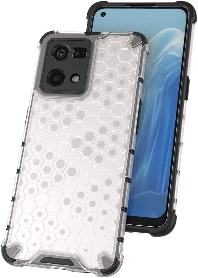 DL3 Mobilak Honeycomb Protective Case for OPPO Reno 8 4G / Reno 7 4G, Shock-absorbing protection, Transparent design, Slim, lightweight profile - Clear