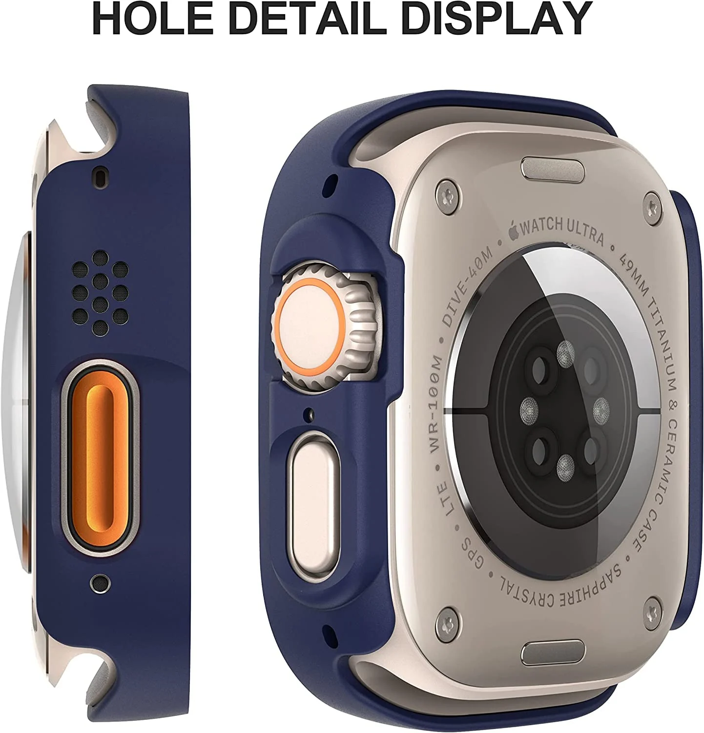 DL3 Mobilak Hard Case Designed for Apple Watch Ultra 2 (2023) / Ultra 1 49mm, Built-in 9H [HD Clear] Tempered Glass Screen Protector, [Full Protection] Slim Cover for iWatch 49mm - Blue