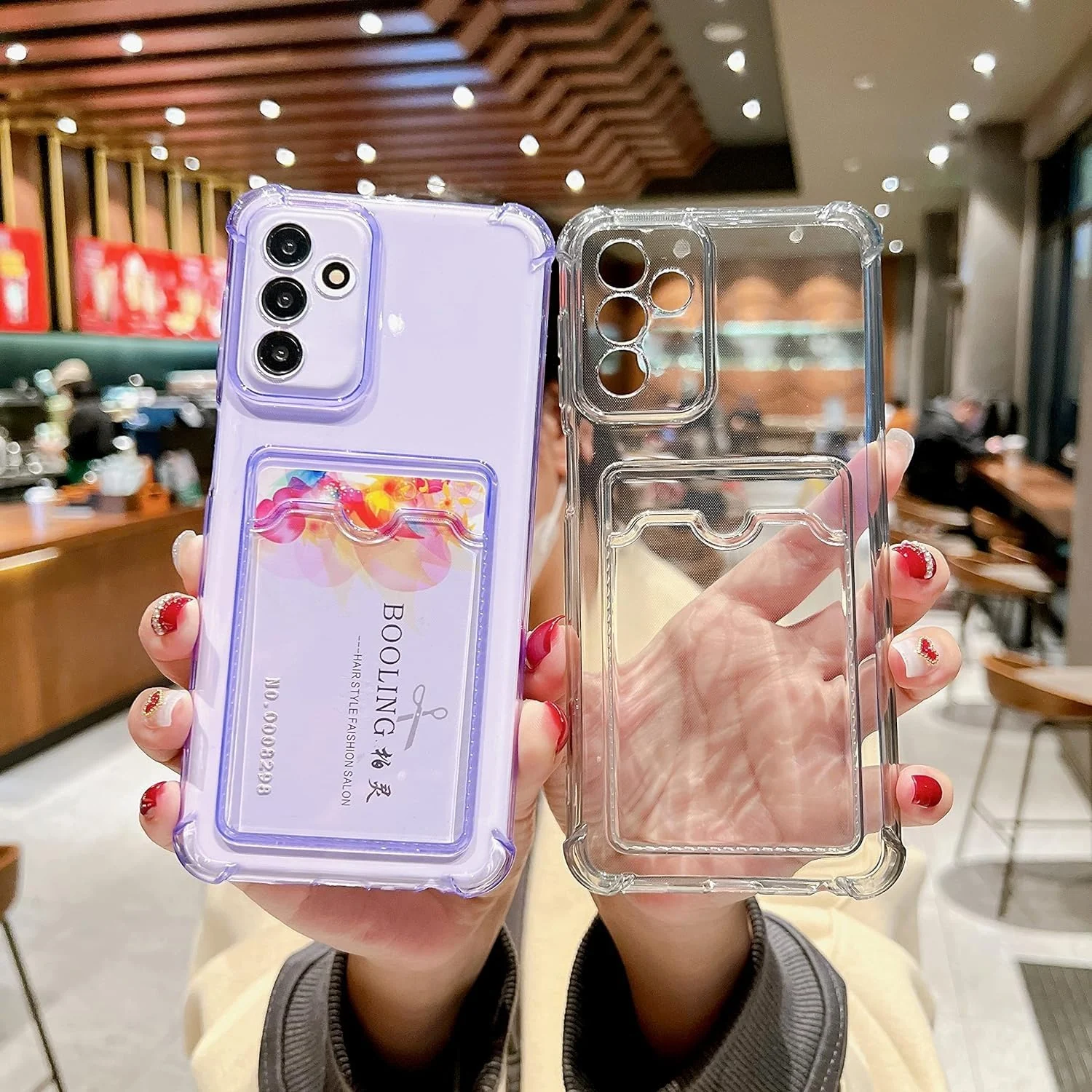 DL3 Mobilak Clear TPU Card Holder Case for Samsung Galaxy A15 5G with Camera Protection and Shockproof Design - Transparent