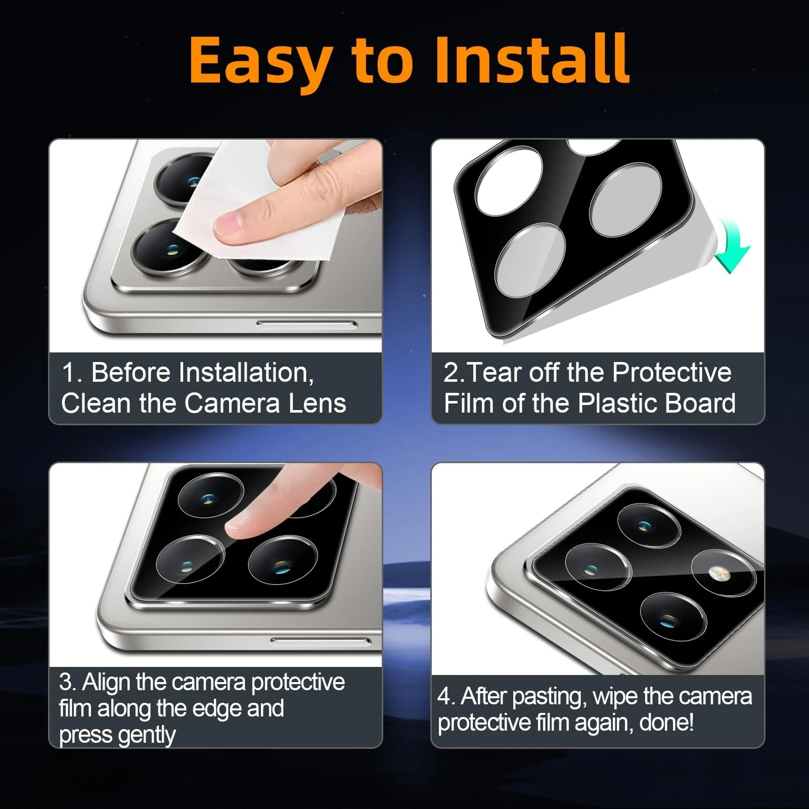 DL3 Mobilak Xiaomi 14T Camera Lens Protector Tempered Glass Screen Protector HD [Full Coverage][Anti-Scratch] Drop Protection Ultra Clear/Thin Lens Case - Black