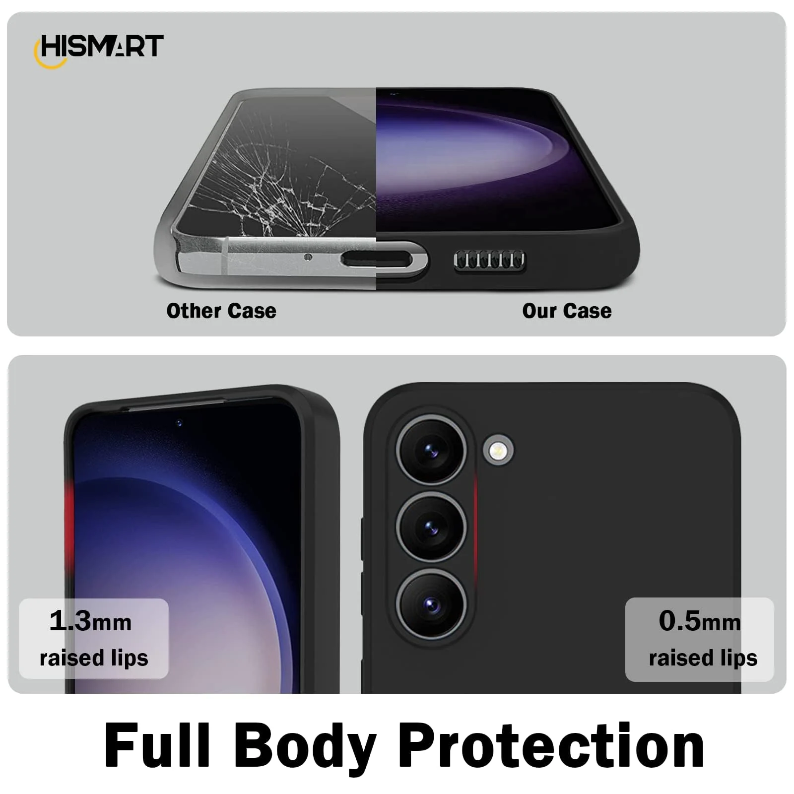 DL3 Mobilak Soft Silicone Protective Case for Samsung Galaxy S23 Plus with Microfiber Lining and Shockproof Design - Black