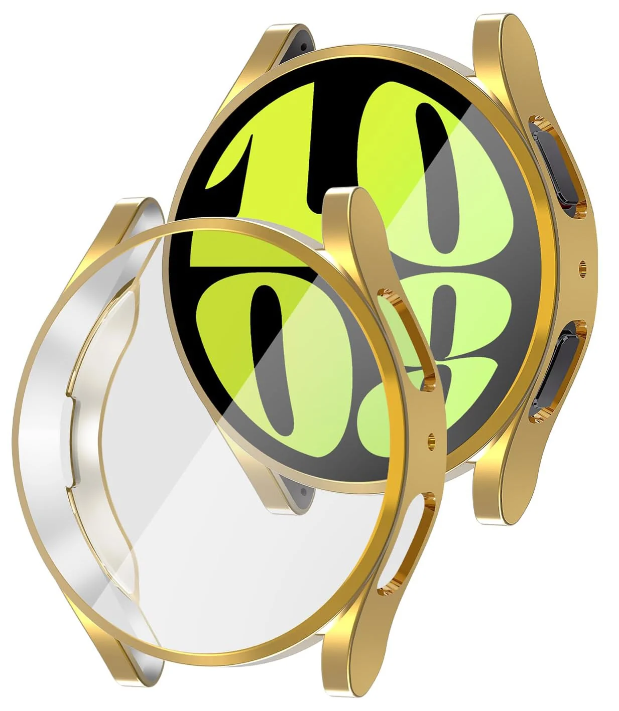 DL3 Mobilak Screen Protector Case for Samsung Galaxy Watch 6 44mm, Flexible TPU Cover Shockproof Protective Case Plated Bumper Shell Galaxy Watch 6 44mm - Gold