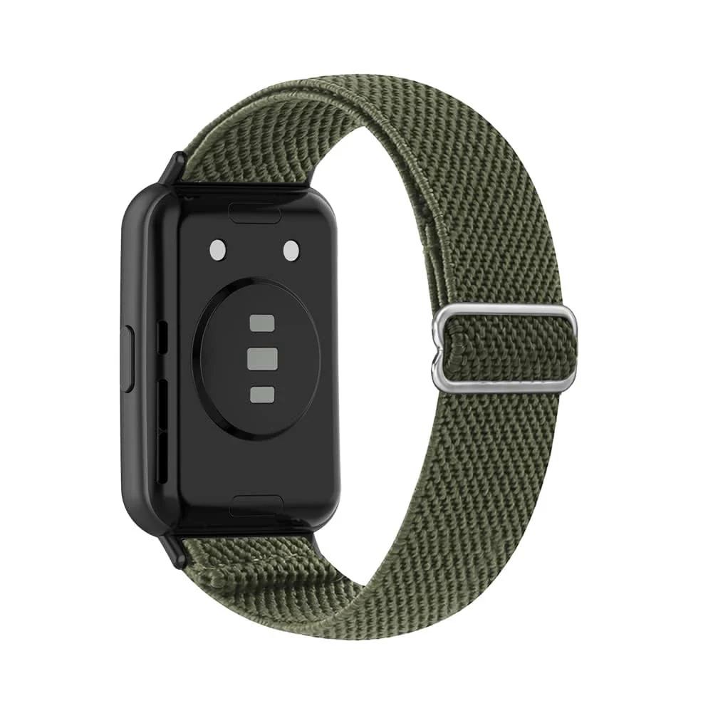 DL3 Mobilak Strap Compatible with Huawei Band 8 / Huawei Band 9 / Huawei Band 10, Soft Elastic Nylon Straps, Adjustable Stretchy Sports Replacement Bracelets Wristbands for Women Men - Green