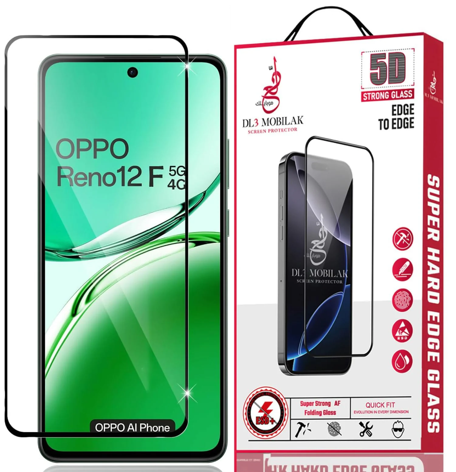 DL3 Mobilak for OPPO Reno 12F / Reno12 F 4G/5G Tempered Glass Screen Protector, 9H Hardness Anti-Scratch Tempered Glass flim, Case Friendly, Anti-Scratch For OPPO Reno 12 F - Clear