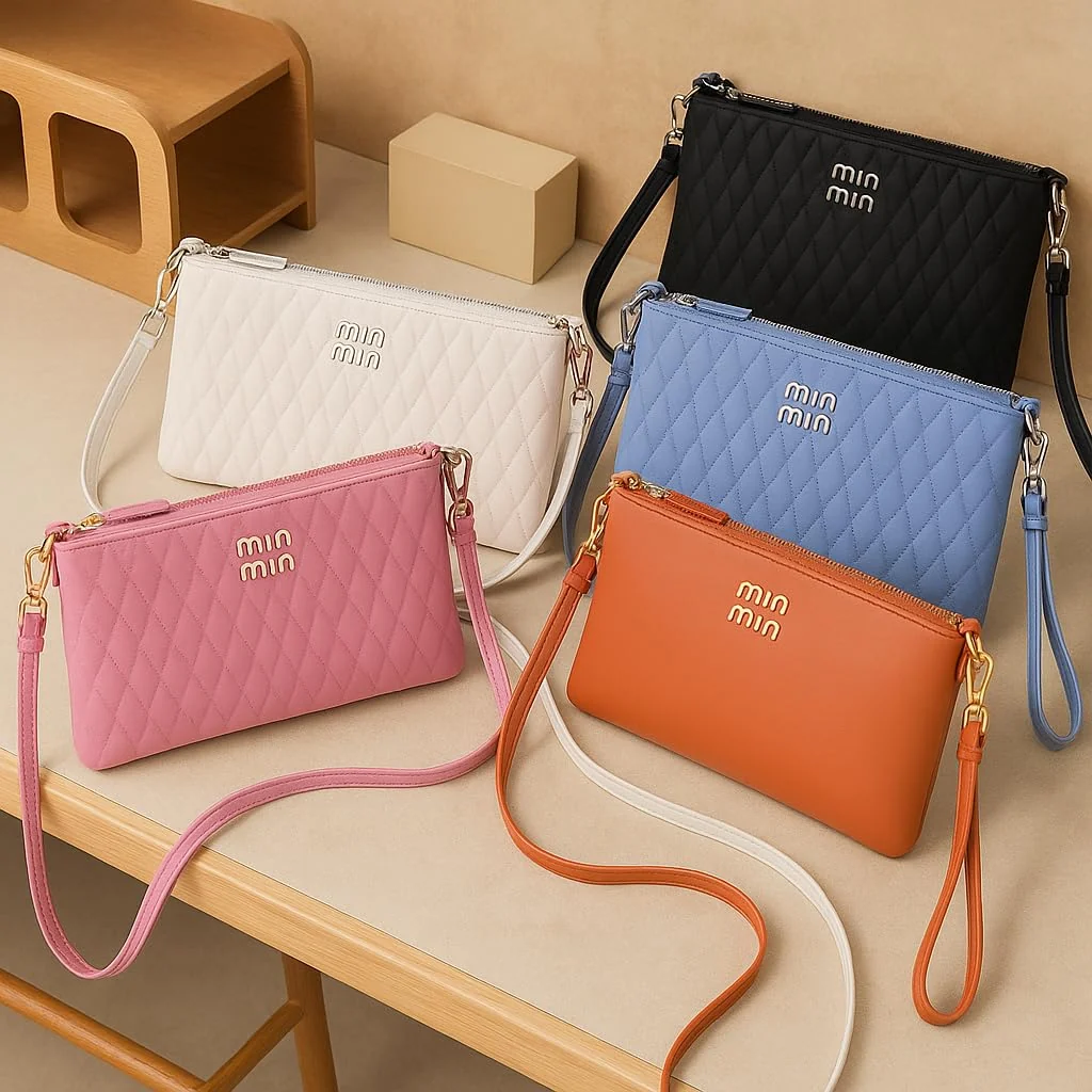 Mobigon Quilted Crossbody Clutch Bag for Women, Small Elegant Shoulder Purse with Removable Wristlet & Adjustable Strap, Lightweight Everyday Wear & Outing Use - Fuchsia