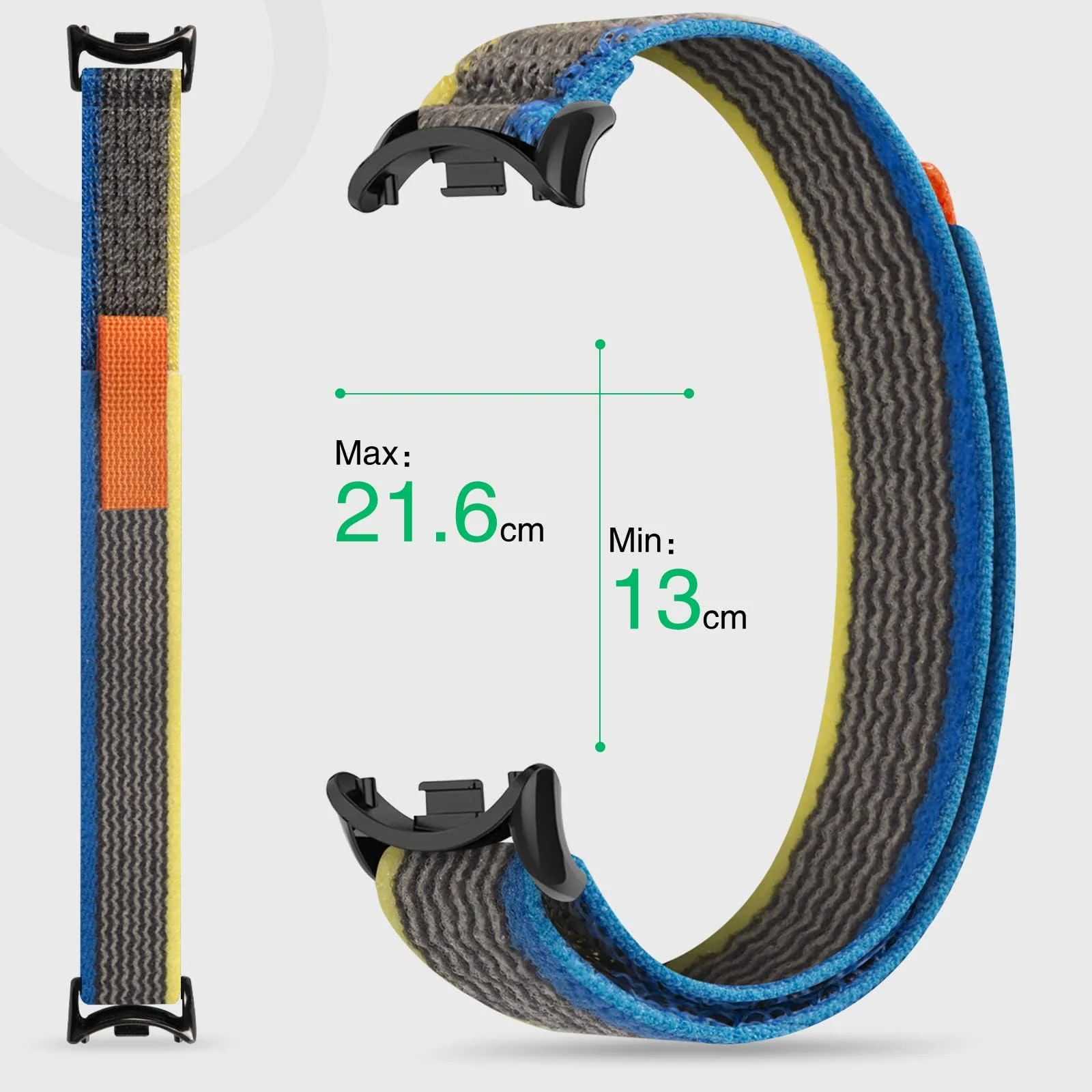 DL3 Mobilak Sport Bands Nylon For Xiaomi Mi Band 10/9/8 Men Women, Adjustable Elastic Breathable Soft Stretchy Wristband Loop Replacement Strap for Xiaomi Smart Band 8/9/10 - Blue Grey