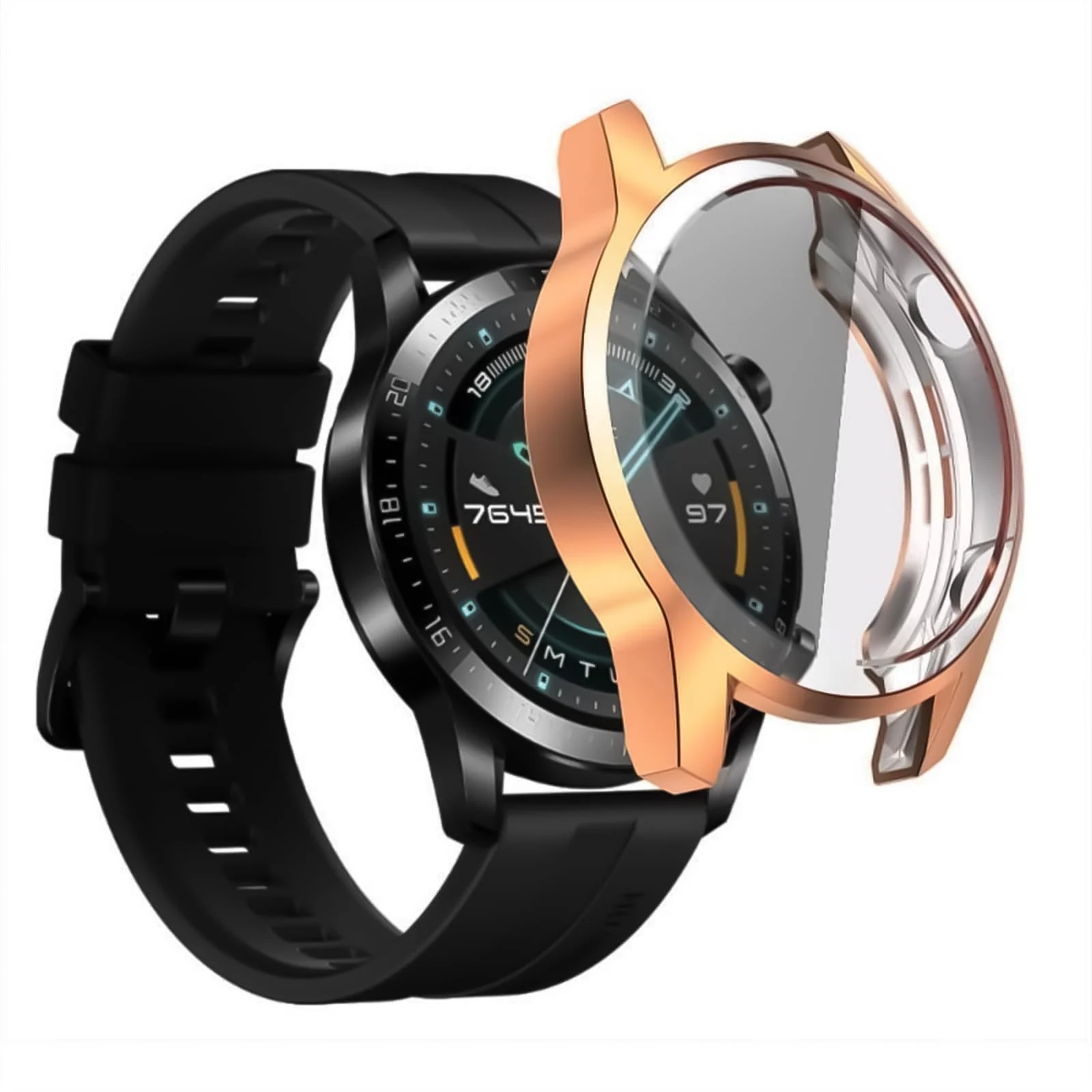 DL3 Mobilak Case Compatible with Honor Magic 2 46MM Case All-Around Screen Protector Watch Soft TPU Shockproof Cover Slim Guard Thin Bumper Shell Protector - Rose Gold