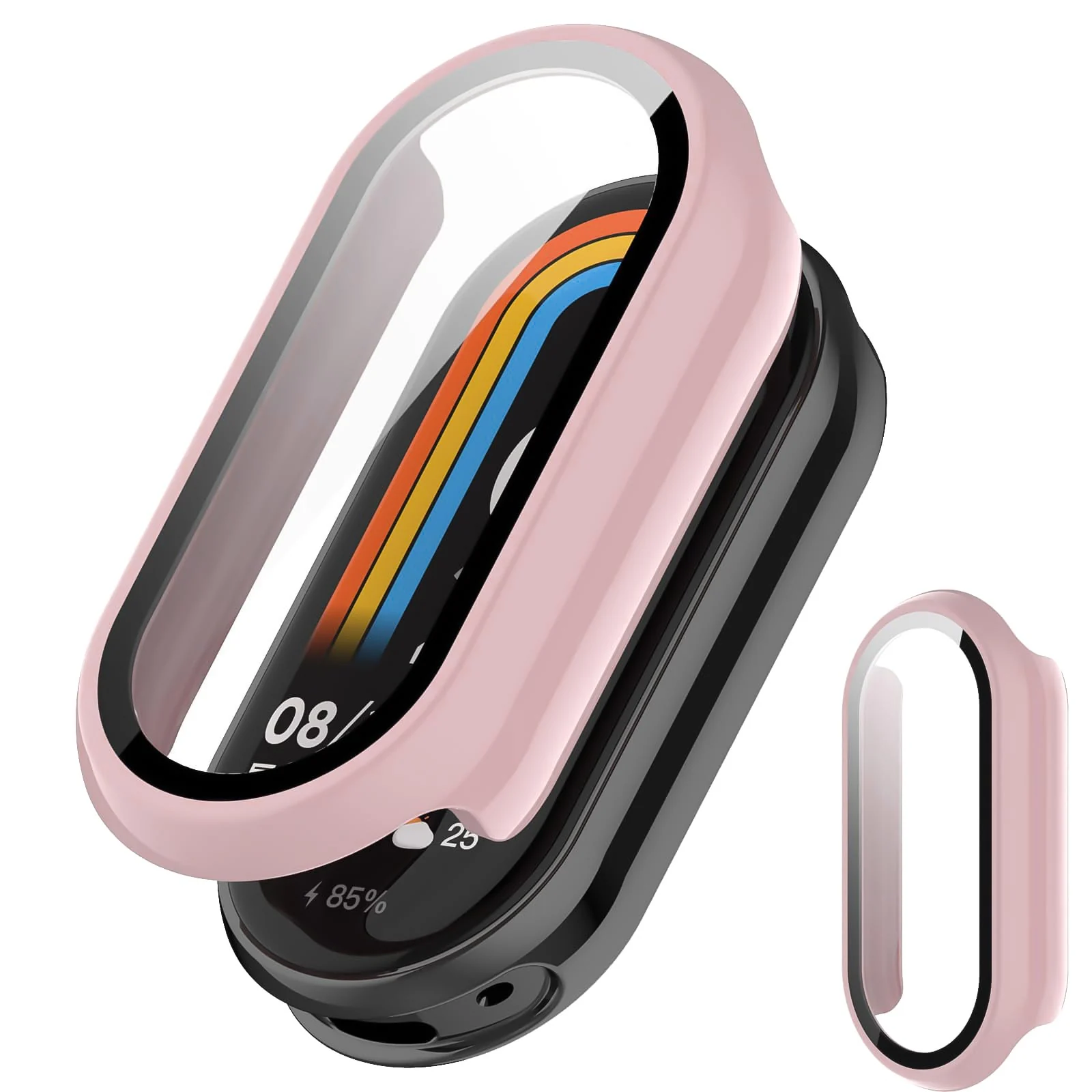 DL3 Mobilak Case Compatible with Xiaomi Mi Band 10, Full Coverage Slim Hard Case Protective Bumper Built-in Tempered Glass Screen Protector Shell for Xiaomi Smart Band 10