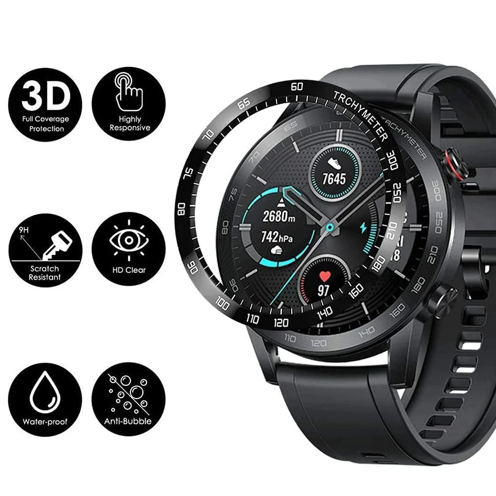 DL3 Mobilak Screen Protector For Honor Magic Watch 2 46mm, 3D Curved Soft Edge Protective Film [Anti-Scratch] [Bubble Free] [Ultra Shatterproof] [High Sensitive] (Not Glass) For Honor Magic 2 46mm - Black