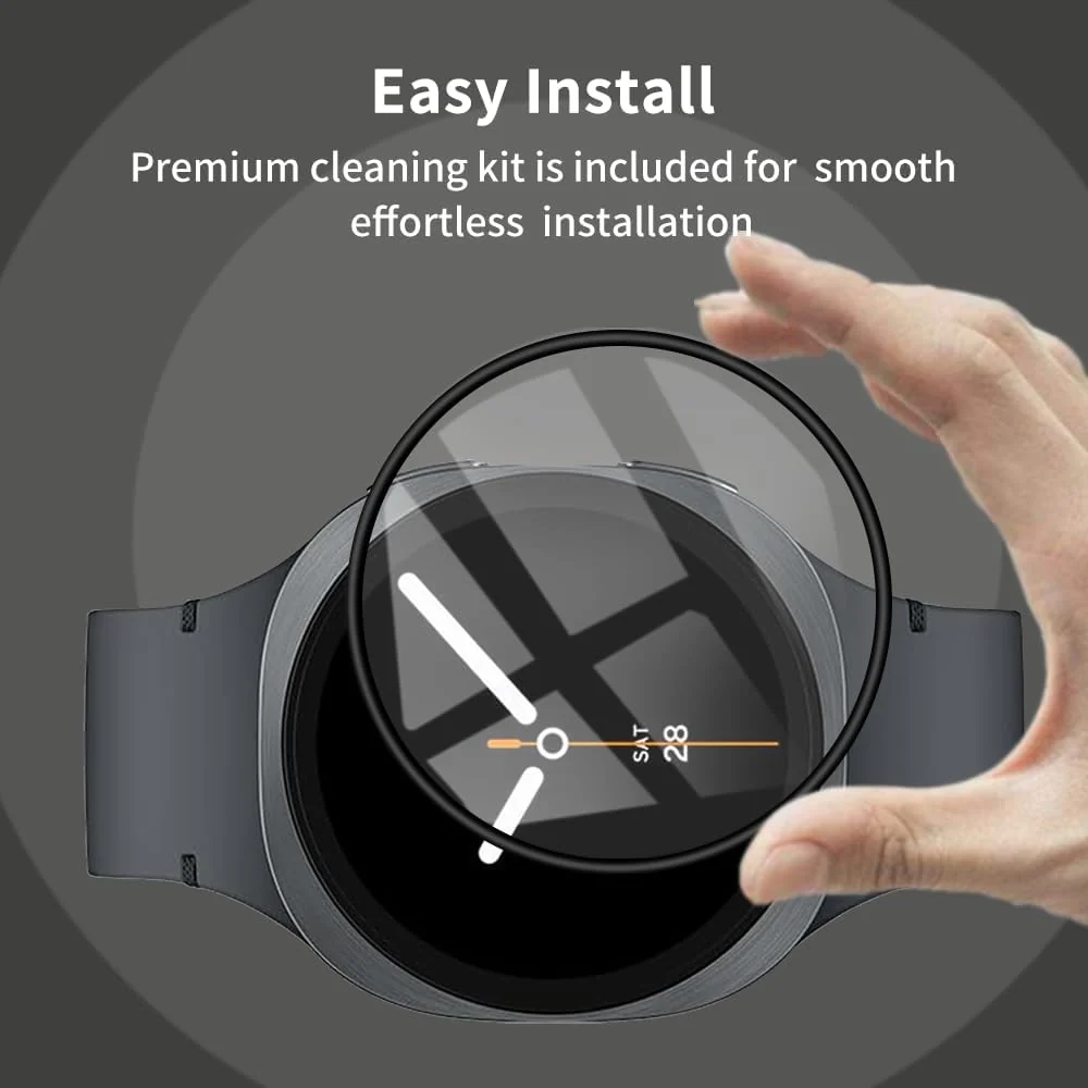 DL3 Mobilak Screen Protector For Samsung Galaxy Watch 8 44mm, 3D Curved Soft Edge Protective Film [Anti-Scratch] [Bubble Free] [Ultra Shatterproof] [High Sensitive] (Not Glass) For Galaxy Watch8 44 mm - Black