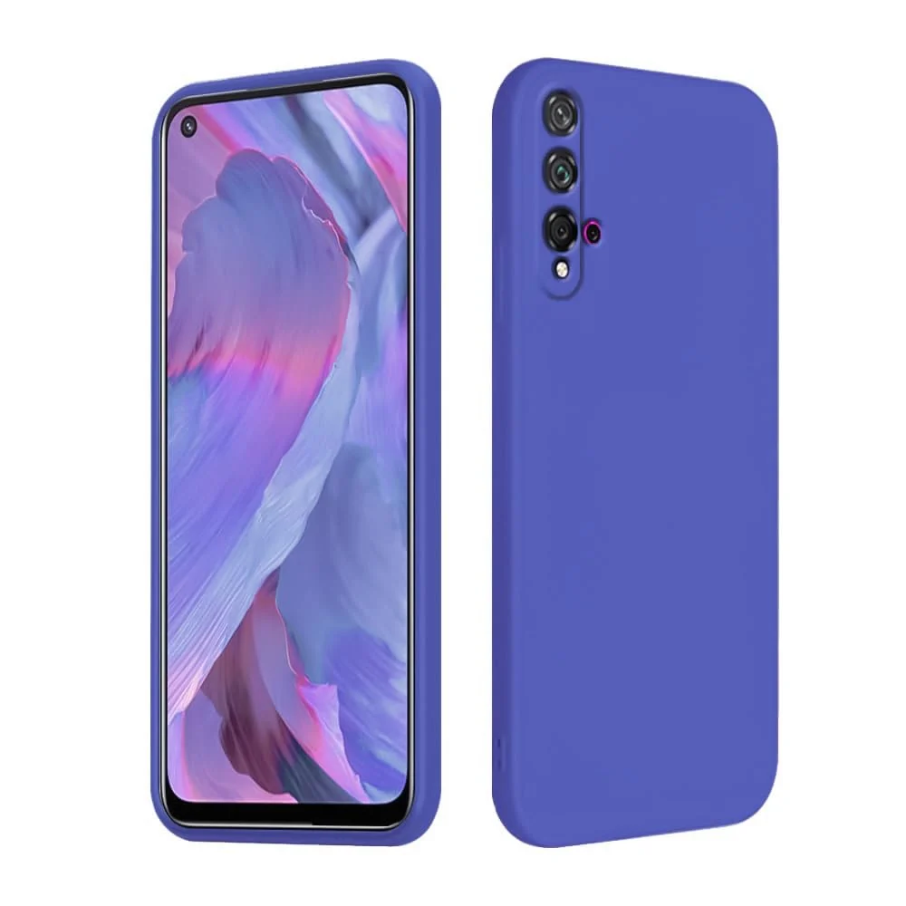 DL3 Mobilak Huawei nova 5T Case, Soft Flexible Liquid Silicone Gel Rubber Bumper Cover, Full Body Shockproof Protective Phone Case - Light Blue