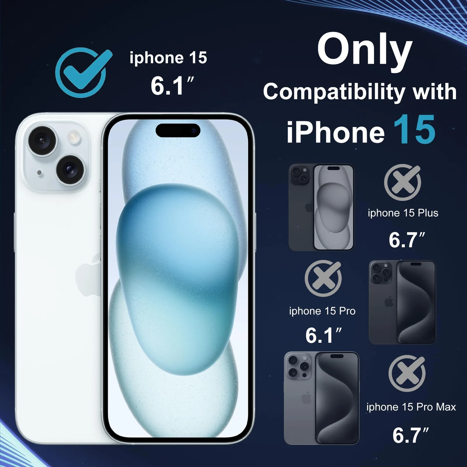DL3 Mobilak Matte Screen Protector for iPhone 15 6.1 inch, Tempered Glass Screen Protectors With Back Screen Carbon Fibre, Anti-Glare and Anti-Fingerprint, No Bubbles, Built-in Dust Filter - Clear