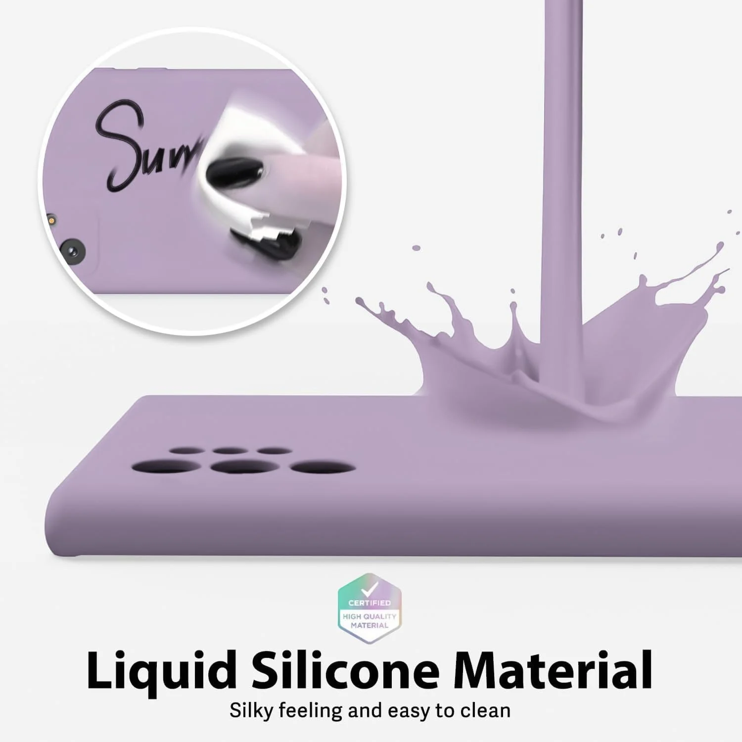 DL3 Mobilak Liquid Silicone Case for Samsung Galaxy Note10 Plus, Shock-absorbing protection, Scratch-resistant surface, Soft microfiber lining - Lavender