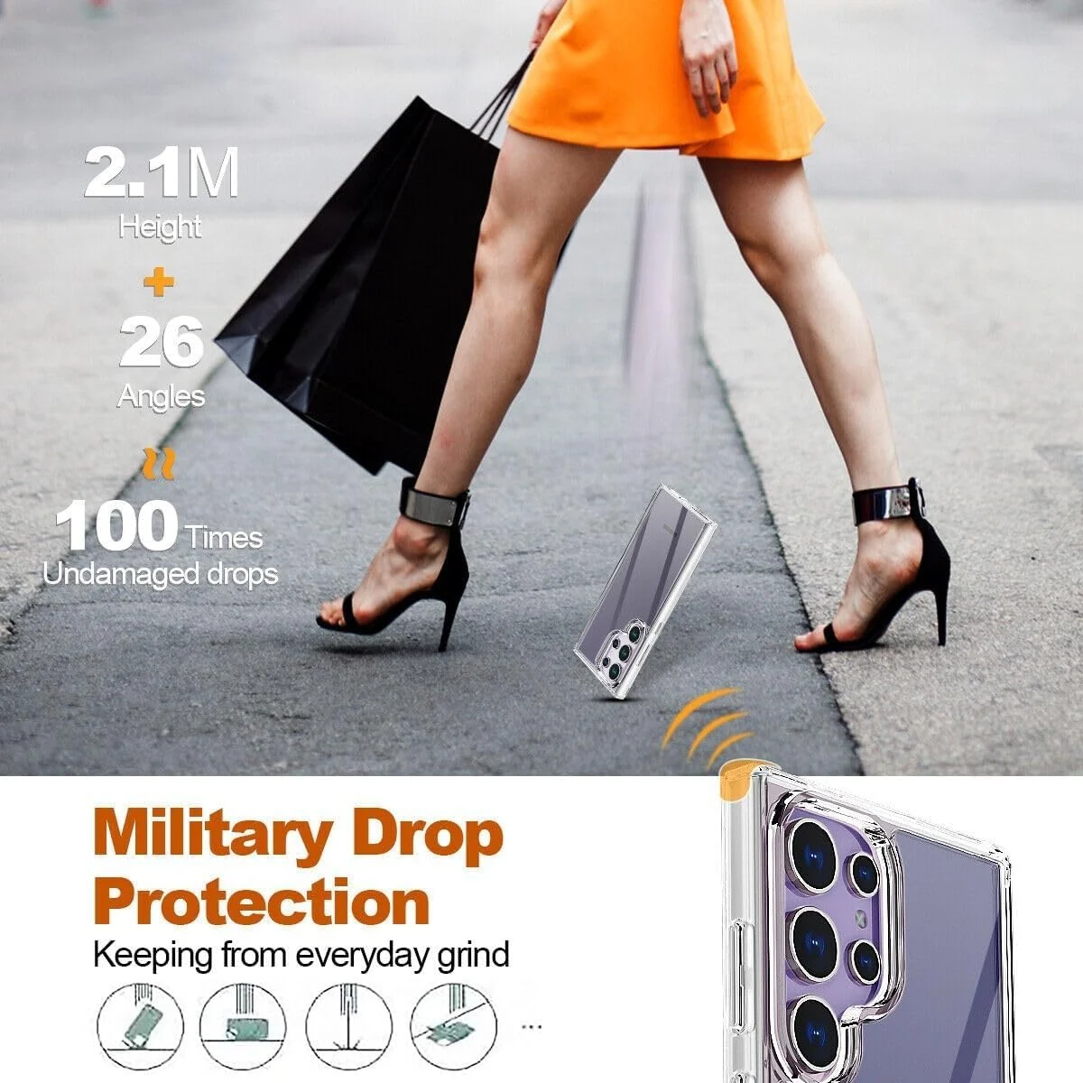DL3 Mobilak Case Compatible with Samsung Galaxy S24 Ultra Case Crystal Soft TPU Gel Case Flexible Silicone Anti-Scratch TPU Cover - Clear