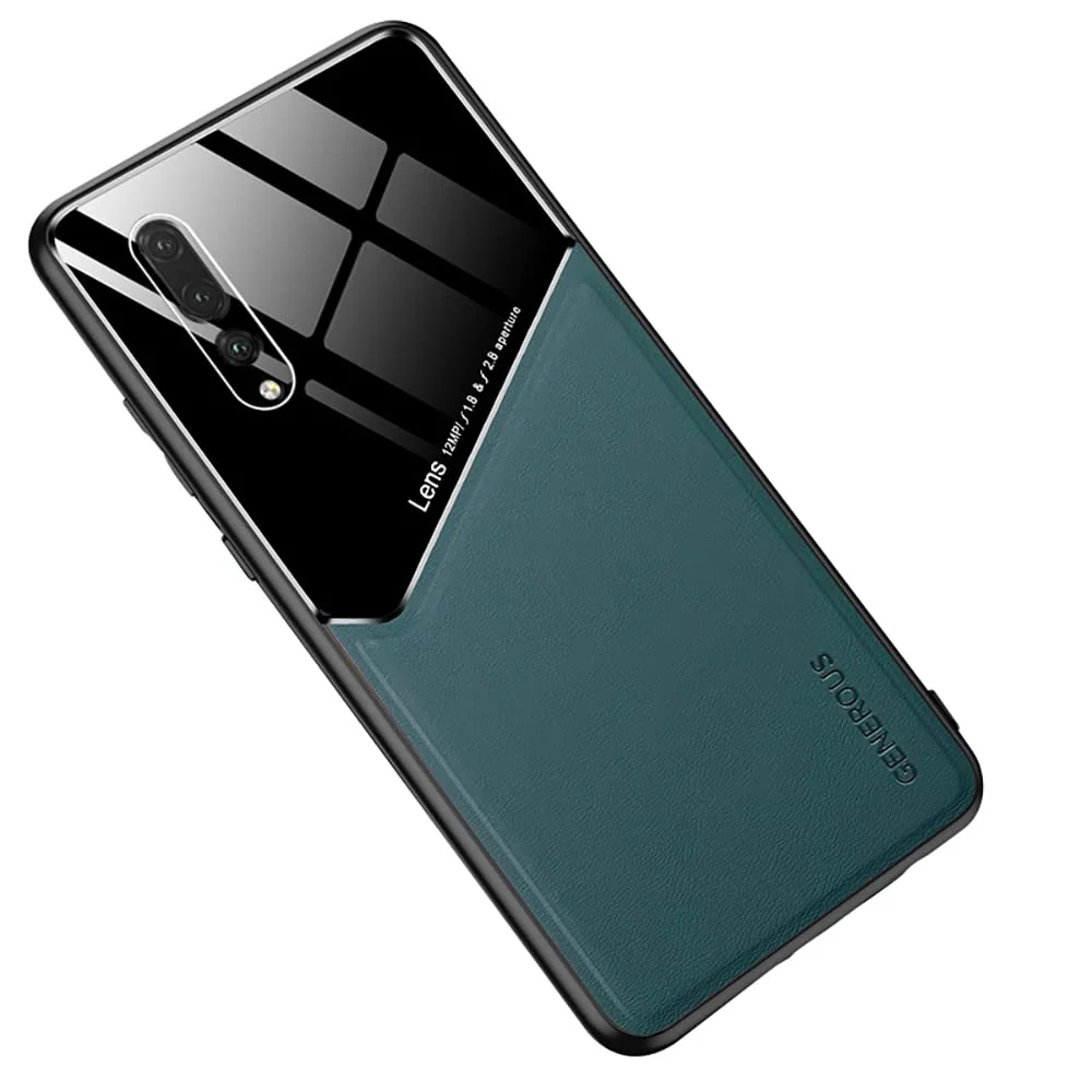 DL3 Mobilak Leather and PC Protective Case for Huawei P20 Pro, Built-in magnetic car-mount support, Shock-absorbing protection, Raised edges around the screen and camera - Green