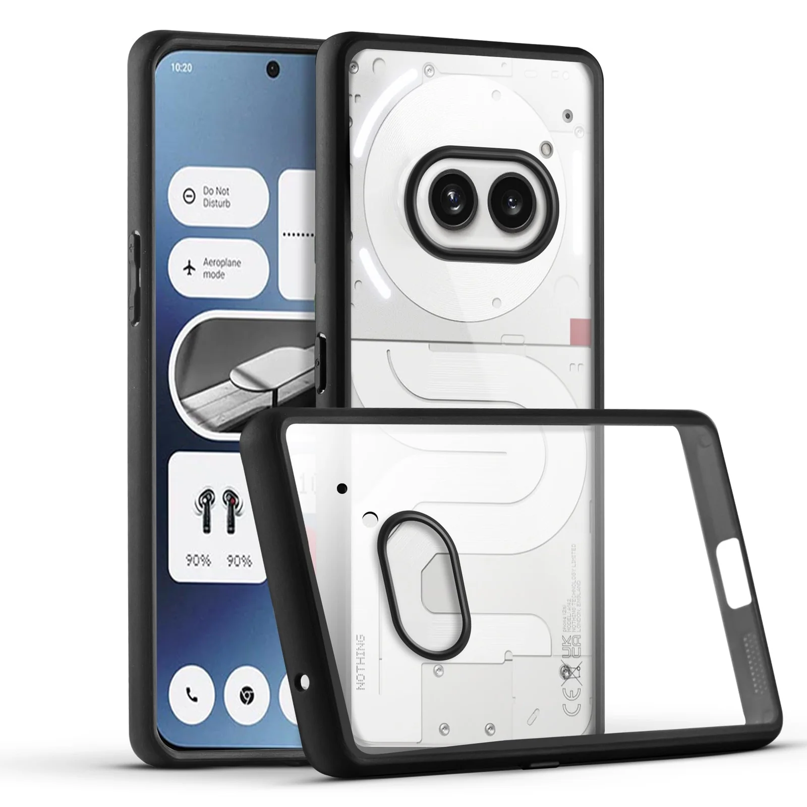 DL3 Mobilak Clear PC and TPU Protective Case for Nothing Phone 2A / 2A Plus with Camera Protection and Military-Grade Protection - Black