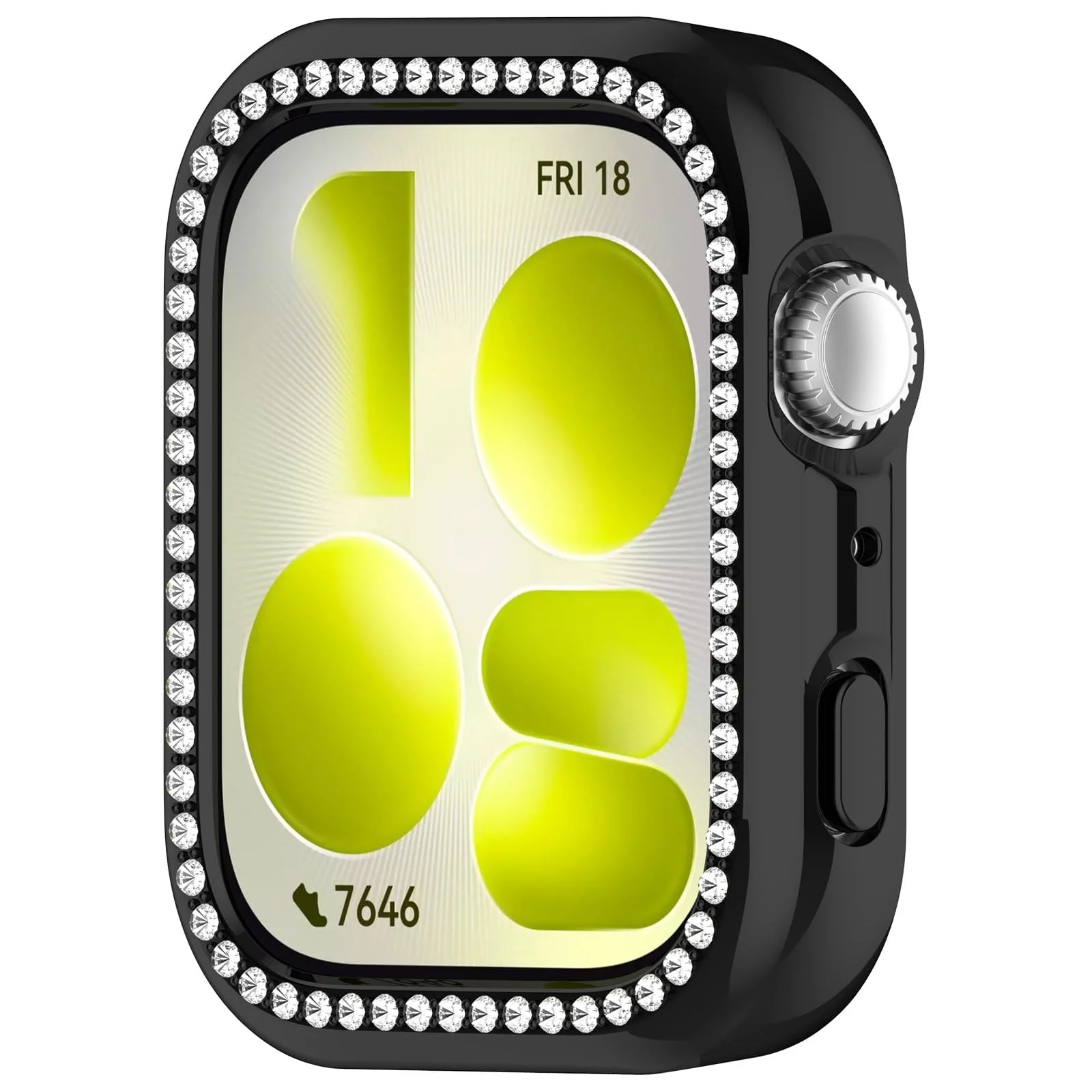 DL3 MOBILAK Crystal Bling Hard PC Watch Bumper for Huawei Watch Fit 5, Black