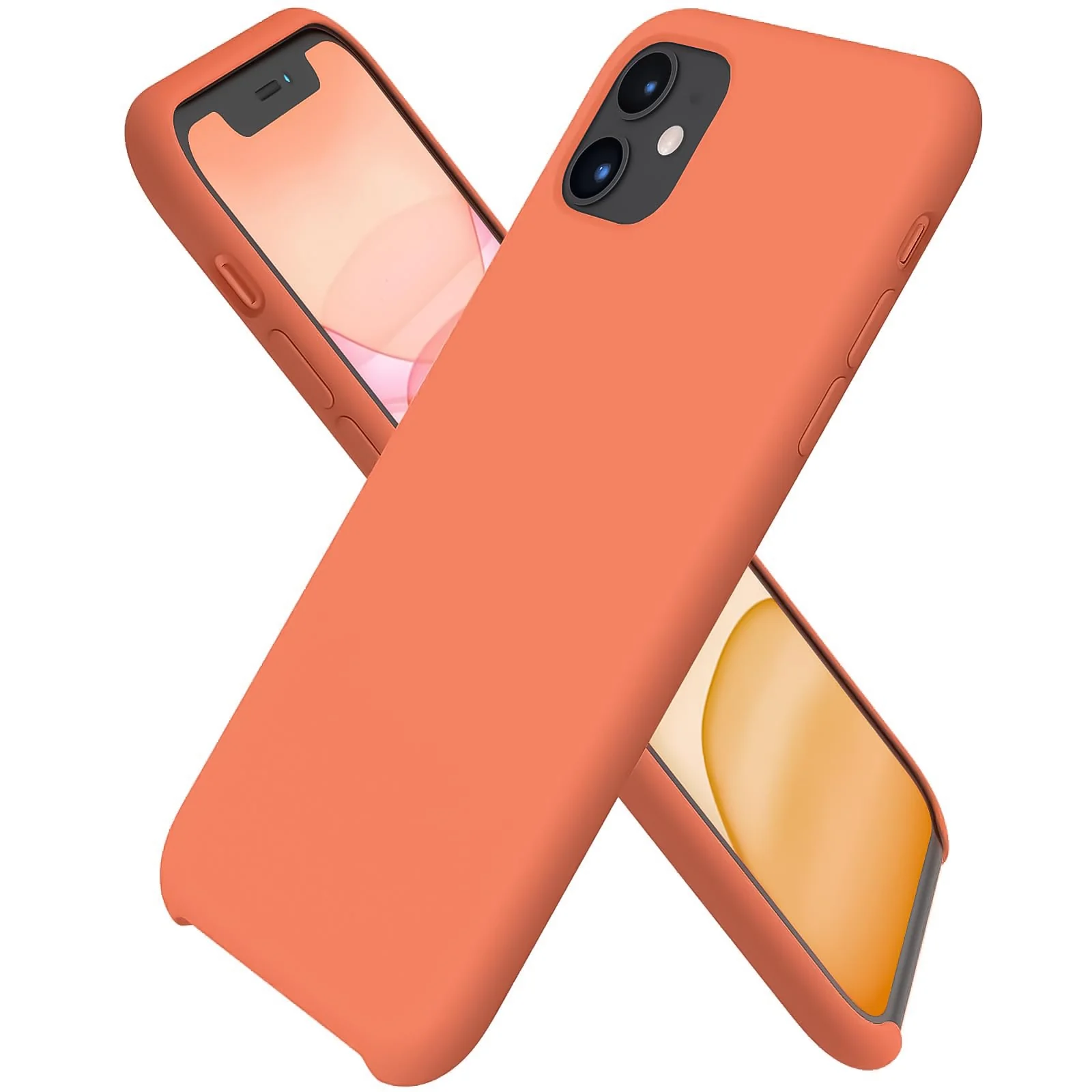 DL3 Mobilak Liquid Silicone Protective Case with Soft Microfiber Lining for iPhone 11 (6.1 Inch) - Coral