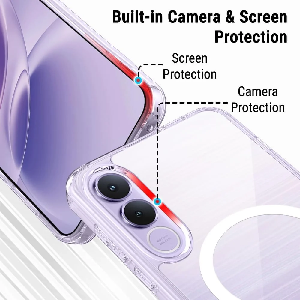 MOBIGON Slim Magnetic MagSafe-Compatible Phone Case for vivo V70 FE, Clear