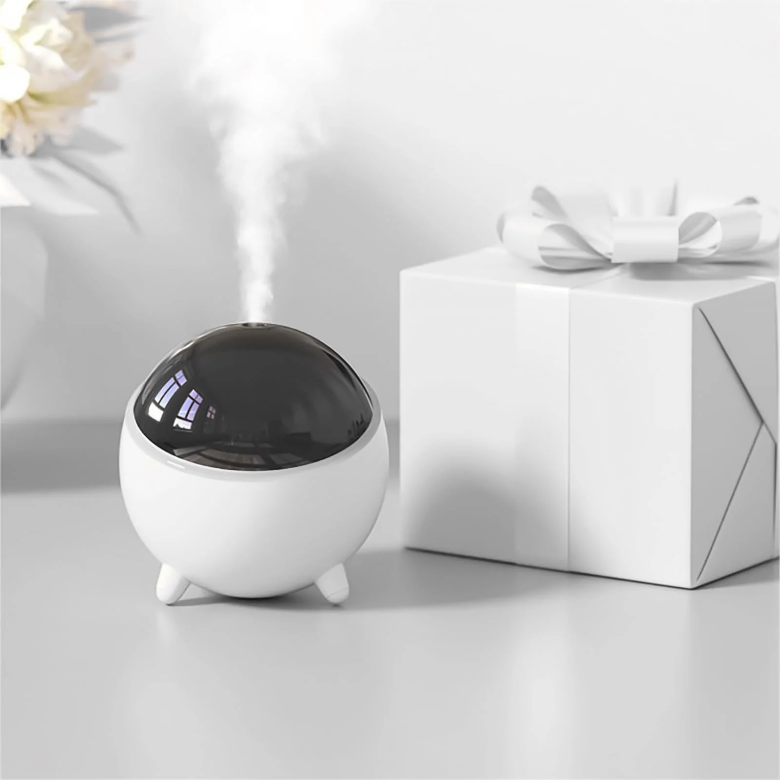Mobigon Wood Cool Mist Ultrasonic Humidifier for Room Moisture, Aroma Diffuser for Home, 300ml Essential Oil Diffuser with 7 Colorful Night Light, Auto Shut-Off, Home, Office, car - White