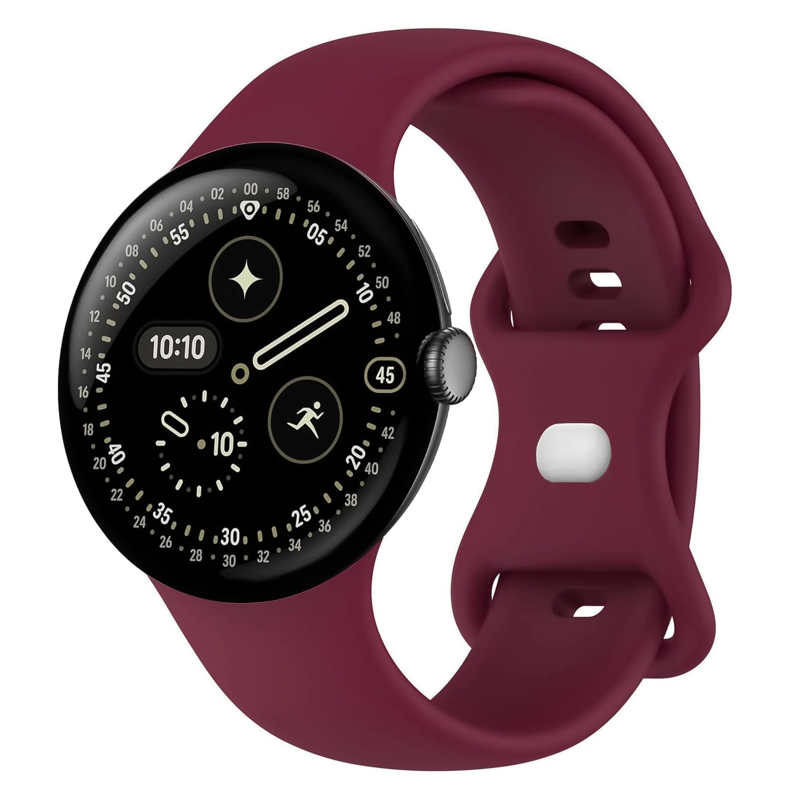 DL3 Mobilak Band Compatible with Google Pixel Watch 4/3 (45mm), Soft Silicone Sport Replacement Straps Bracelet for Google Pixel Watch 3 45mm/Pixel Watch 4 45mm - Wine Red