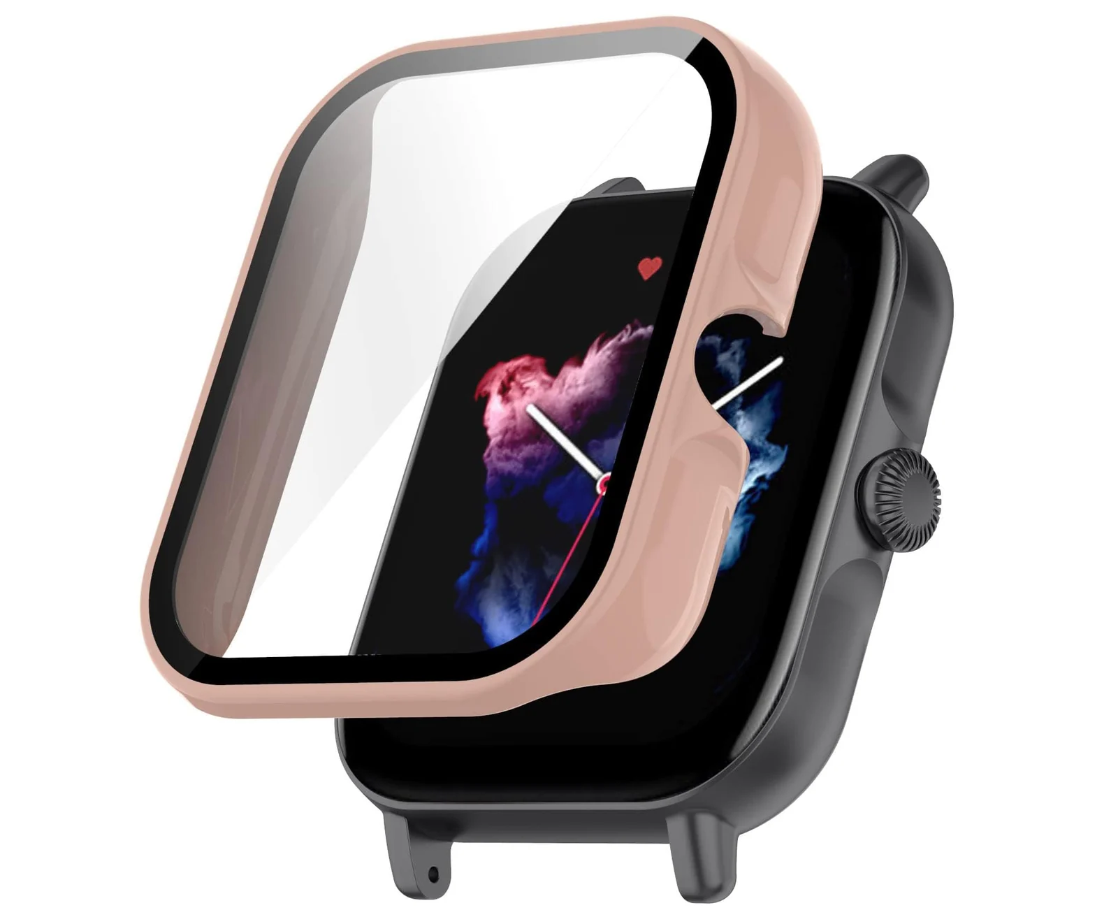 DL3 Mobilak Protective Case For Amazfit GTS 3, 9H Hardness PC Case Bumper Full Slim Protective Cover with Built-in Tempered Glass Screen Protector For Amazfit GTS3 - Pink