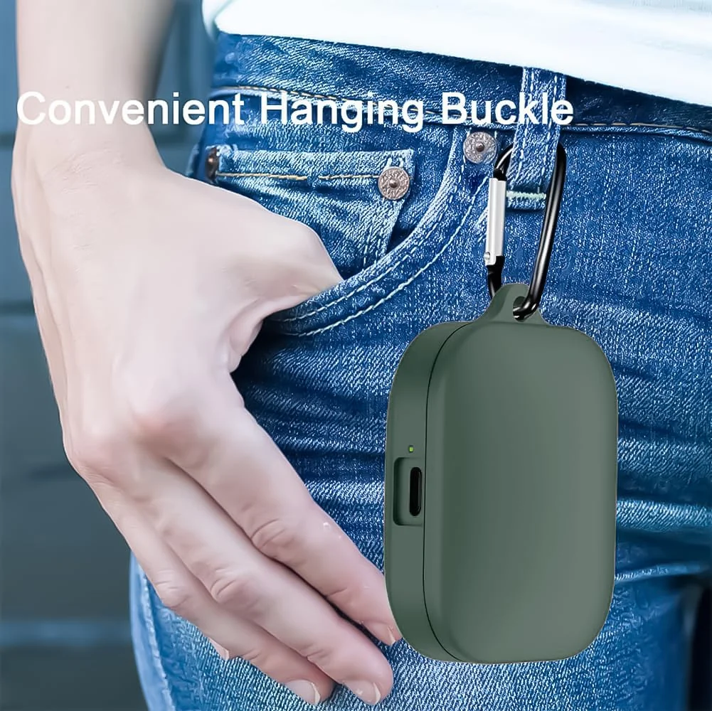 DL3 Mobilak Compatible with Xiaomi Redmi Buds 5 Case Cover, Soft Silicone Shockproof Protective Skin Case for Xiaomi Redmi Buds 5 Wireless Earbuds with Carabiner - Green