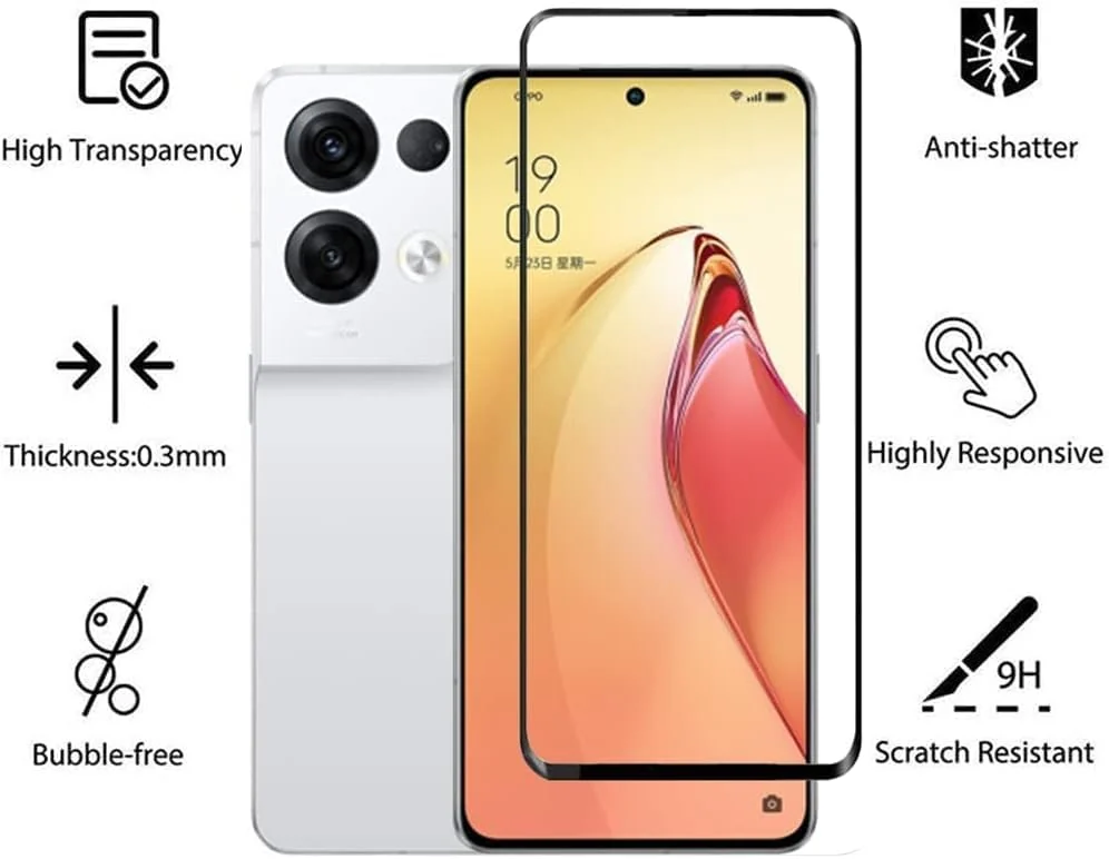 DL3 Mobilak Full Curved 5D Glass Screen Protector Full Glue For OPPO Reno 8 Pro 5G - Black