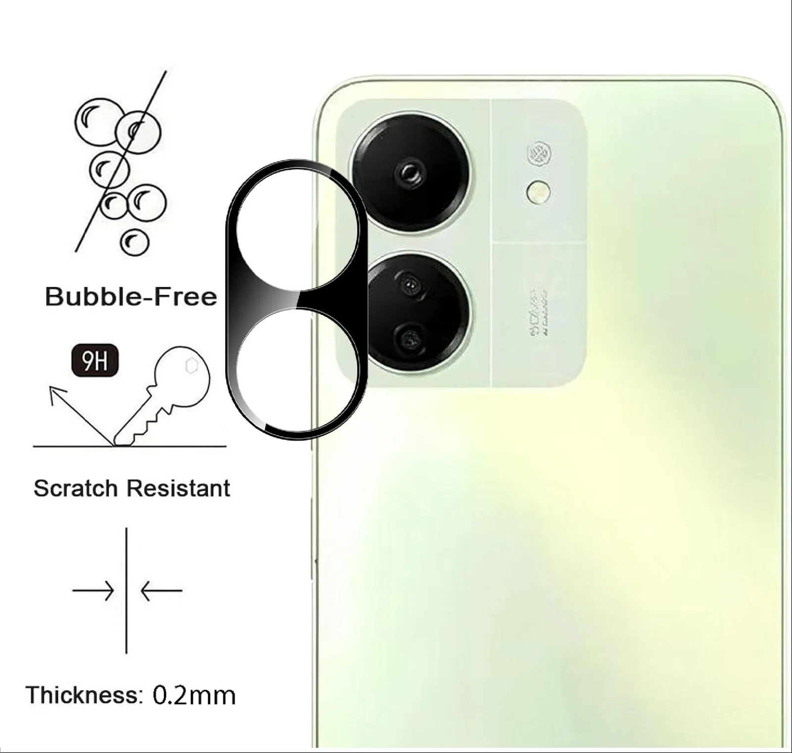 DL3 Mobilak Xiaomi Redmi 13C / Poco C65 Camera Lens Protector Tempered Glass Screen Protector HD [Full Coverage][Anti-Scratch] Drop Protection Ultra Clear/Thin Lens Case - Black