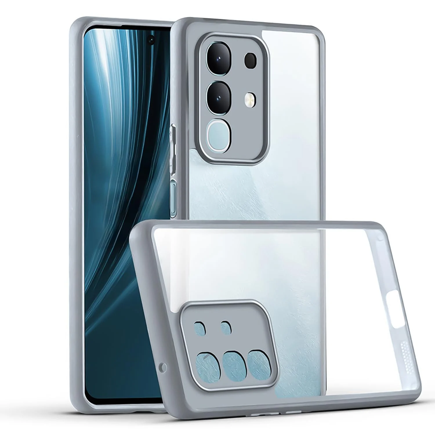 DL3 Mobilak Clear PC and TPU Protective Case for vivo Y29 4G with Camera Protection and Military-Grade Protection - Gray