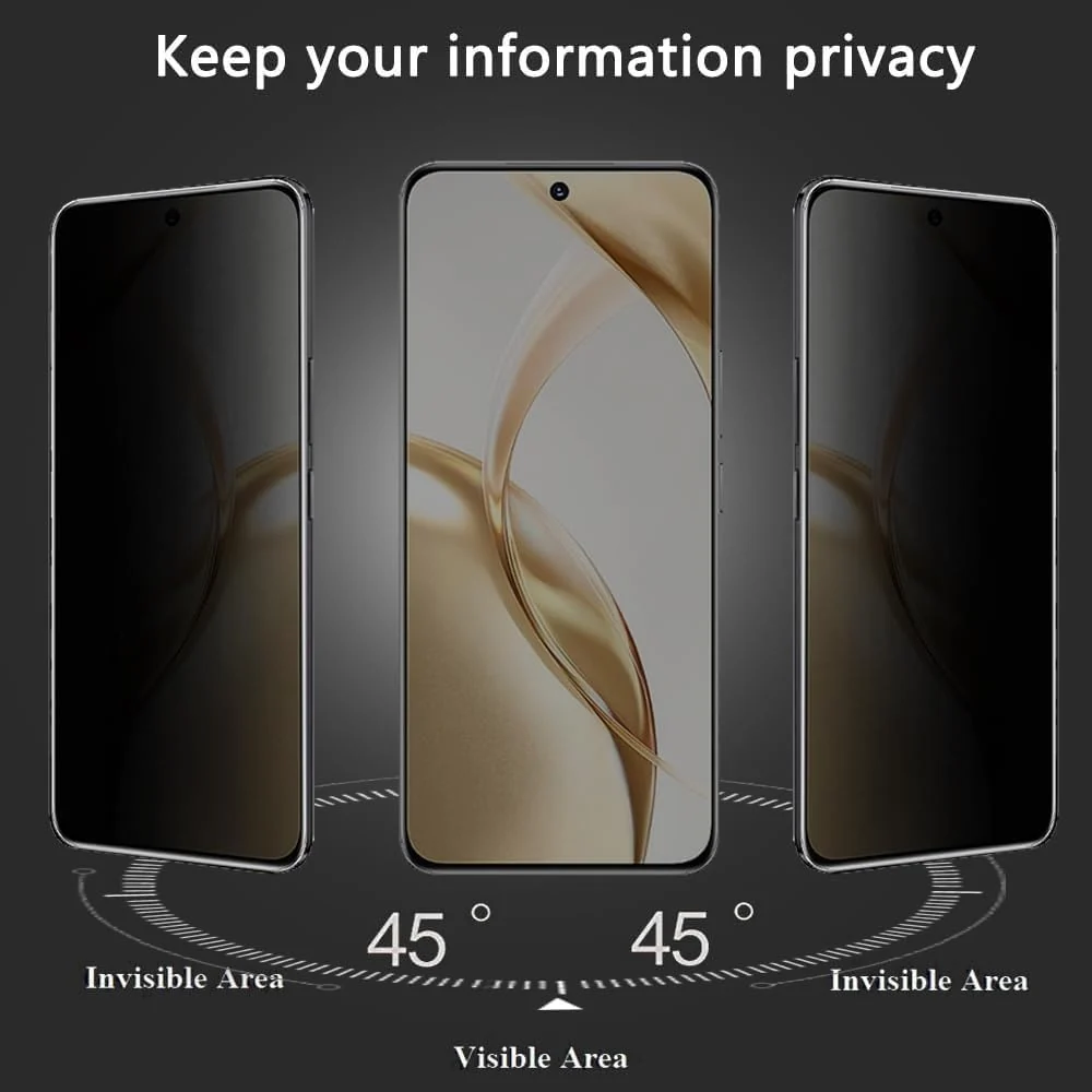 DL3 Mobilak Screen Protector for Honor 200 UV Glass Fingerprint Reader Support 3D Curved Anti-Spy Tempered Glass Screen Protector - Privacy
