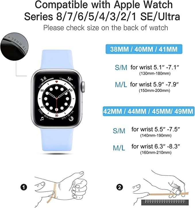 DL3 Mobilak Bands Compatible with Apple Watch Ultra 49mm 45mm 44mm 42mm 41mm 40mm 38mm, Replacement Soft Silicone Strap for iWatch Ultra 2 Series 9/8/7/6/5/4/3/2/1 SE (42MM/44MM/45MM/49MM) - Baby Blue