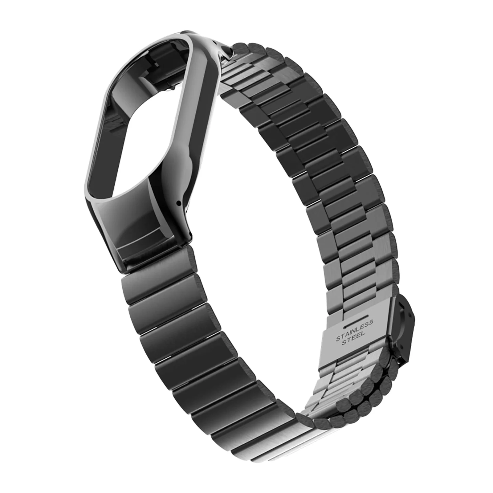 DL3 Mobilak Mi Band 6 Mi Band 5 Strap for Xiaomi Mi Band 5 6, Stainless Steel Watch Band Metal Replacement Bracelet Wristband for M5 M6 - Black