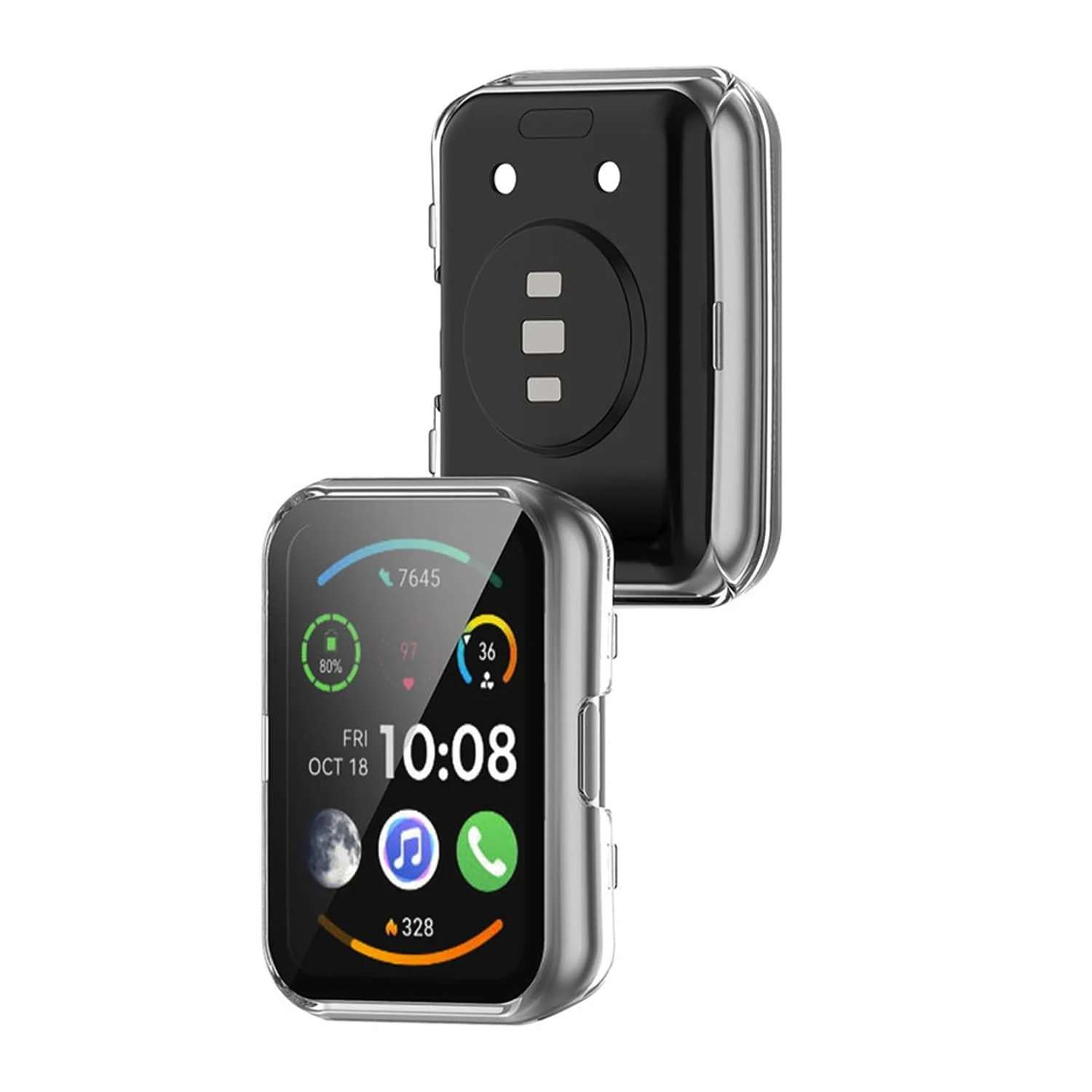 DL3 Mobilak Protective Case Compatible with Huawei Watch Fit 2 9H Hardness PC Case Bumper Full Slim Protective Cover with Tempered Glass For Huawei Watch Fit2 - Clear