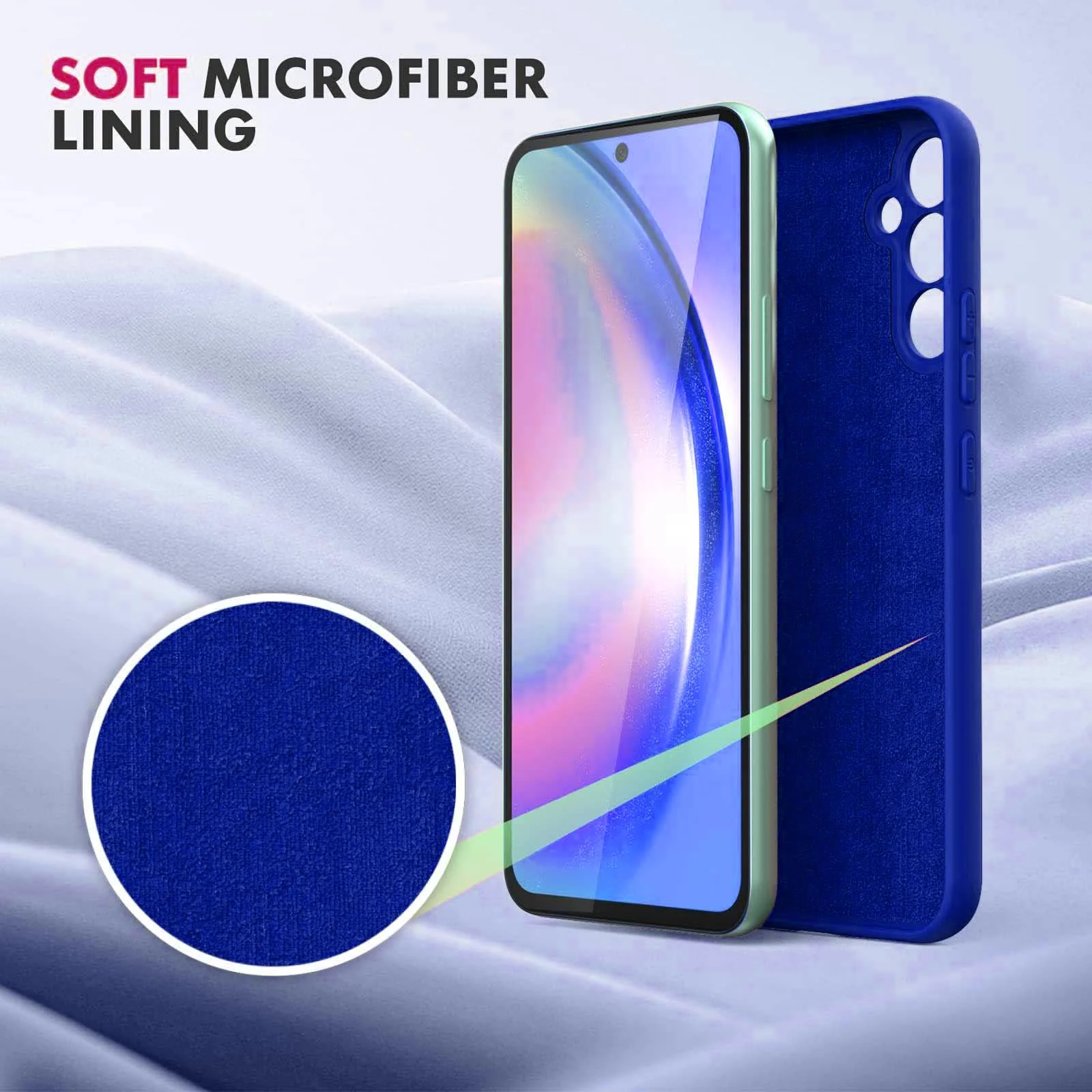 DL3 Mobilak Liquid Silicone Protective Case for Samsung Galaxy A55 with Microfiber Lining and Shockproof Design - Pepsi