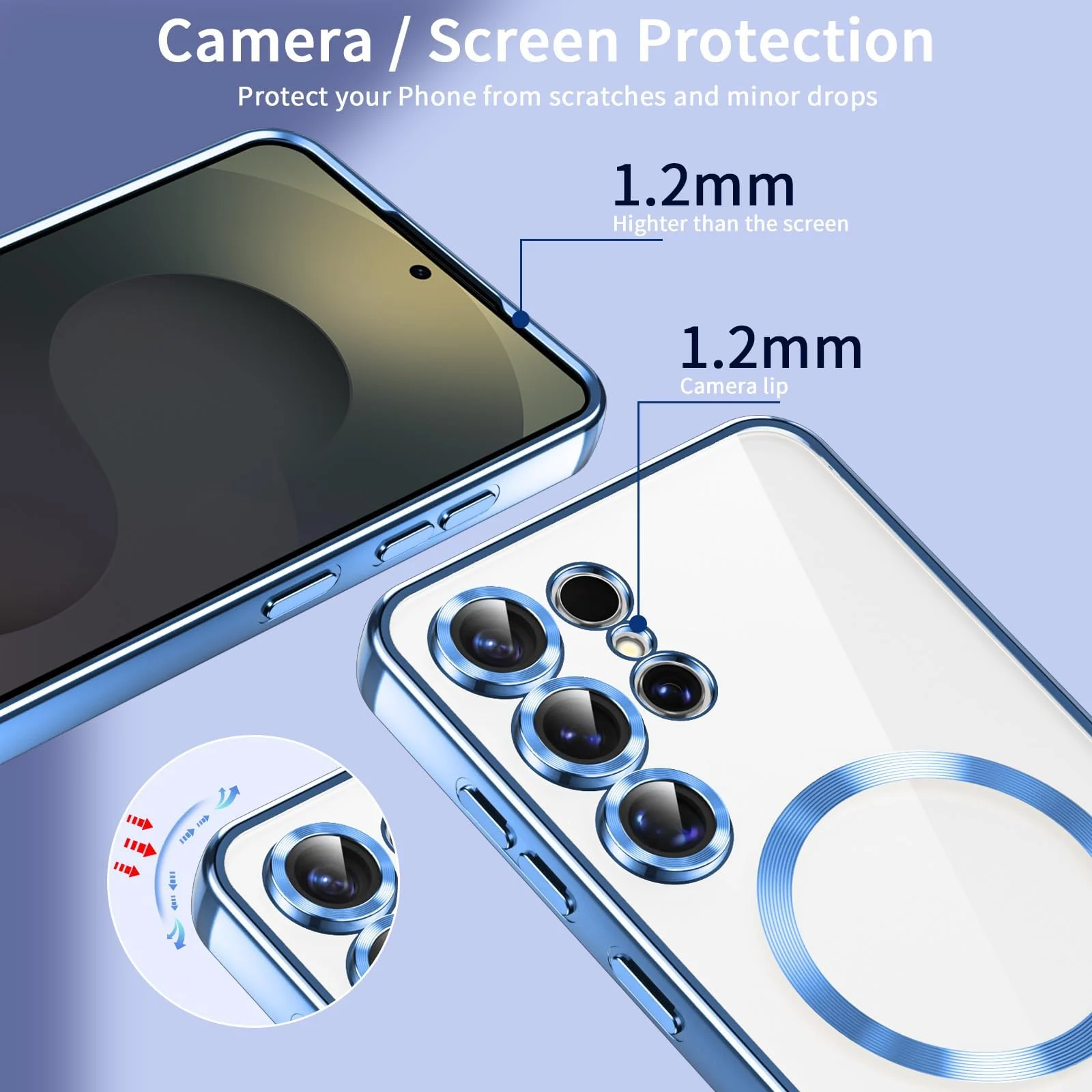 DL3 Mobilak Clear MagSafe-Compatible TPU Case and Camera Lens Protector for Samsung Galaxy S25 Ultra - Sierra Blue