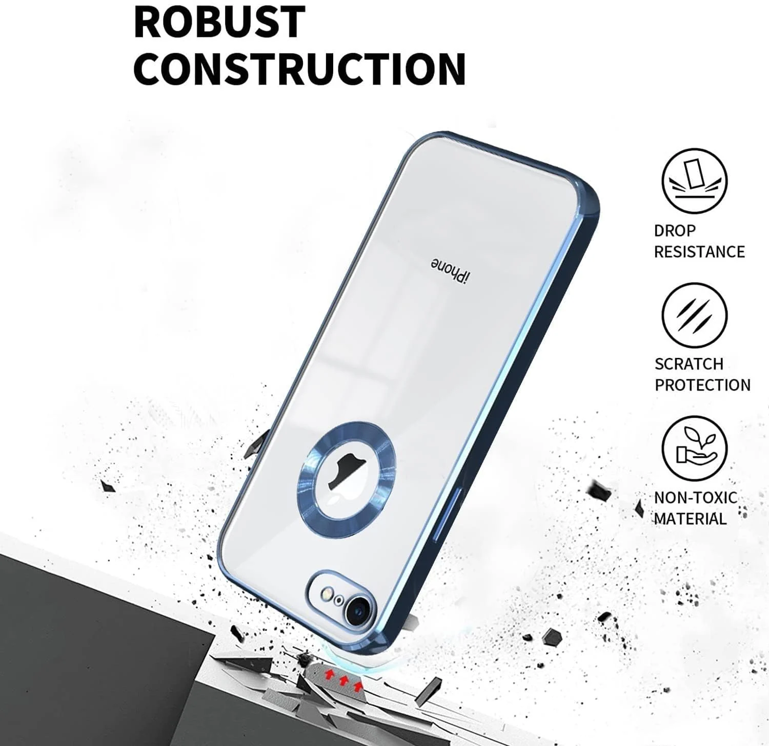 DL3 Mobilak Clear TPU Protective Case for iPhone 6 / iPhone 6S with Camera Protection and Shockproof Design - Sierra Blue
