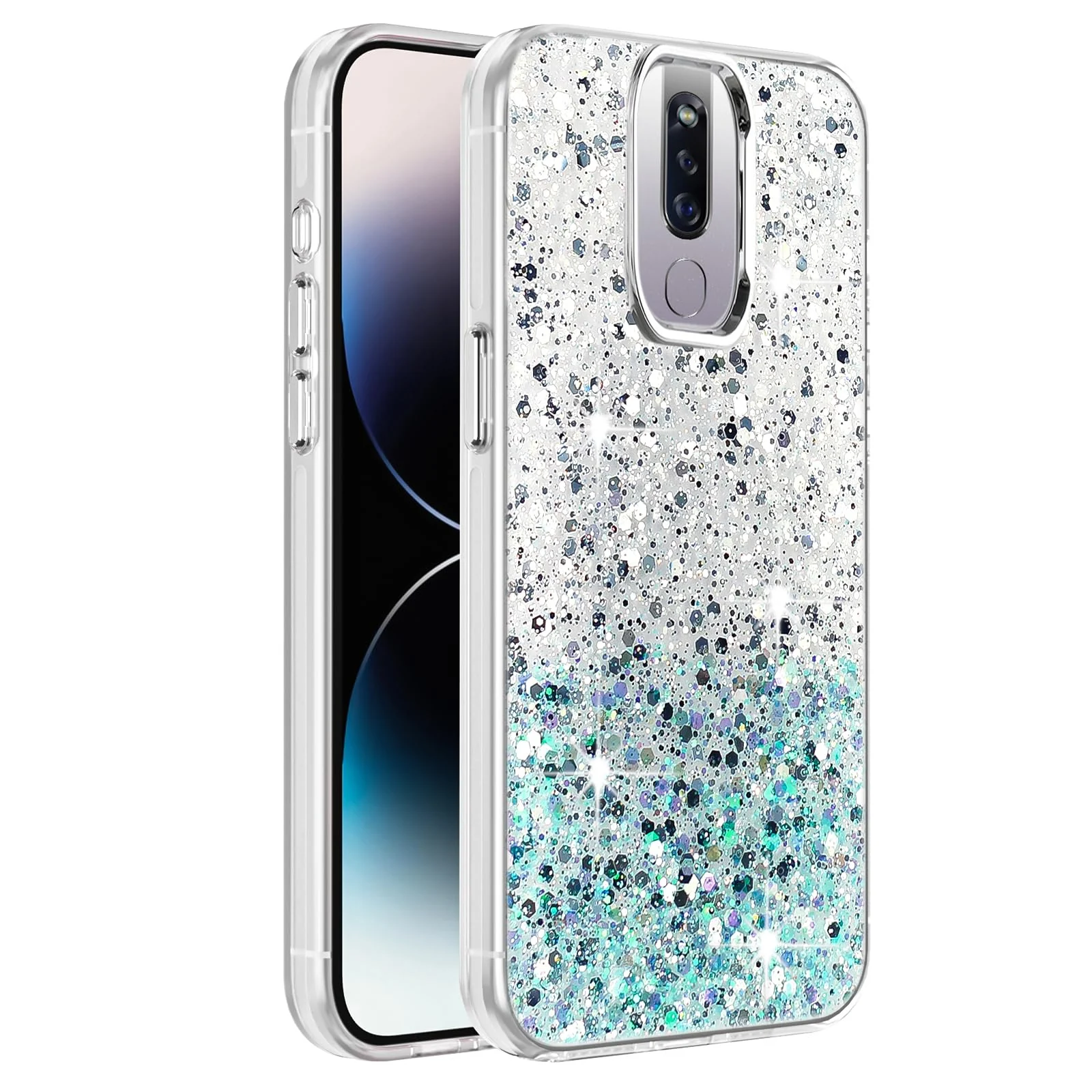 DL3 Mobilak Glitter Protective Case for OPPO F11 Pro, Supports wireless charging, Camera protection, Shock-absorbing protection - White Green