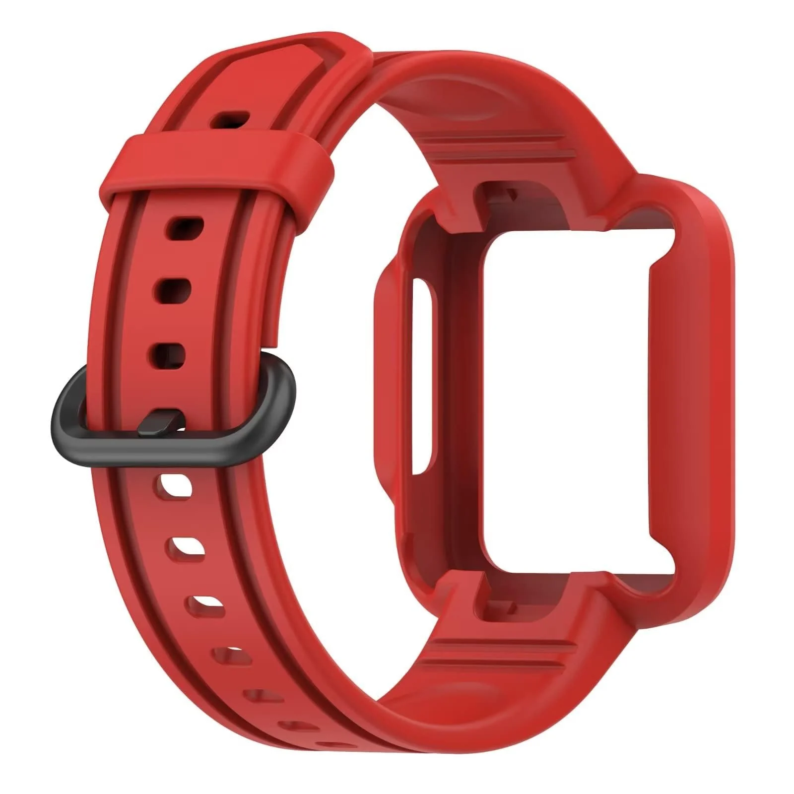 DL3 MOBILAK Replacement Wrist Band Compatible with Xiaomi MI Watch Lite/Redmi Watch 2 Lite/Poco Watch/Redmi Watch 2/Horloge 2, Adjustable Soft Silicone Wrist Strap with Cover - Red