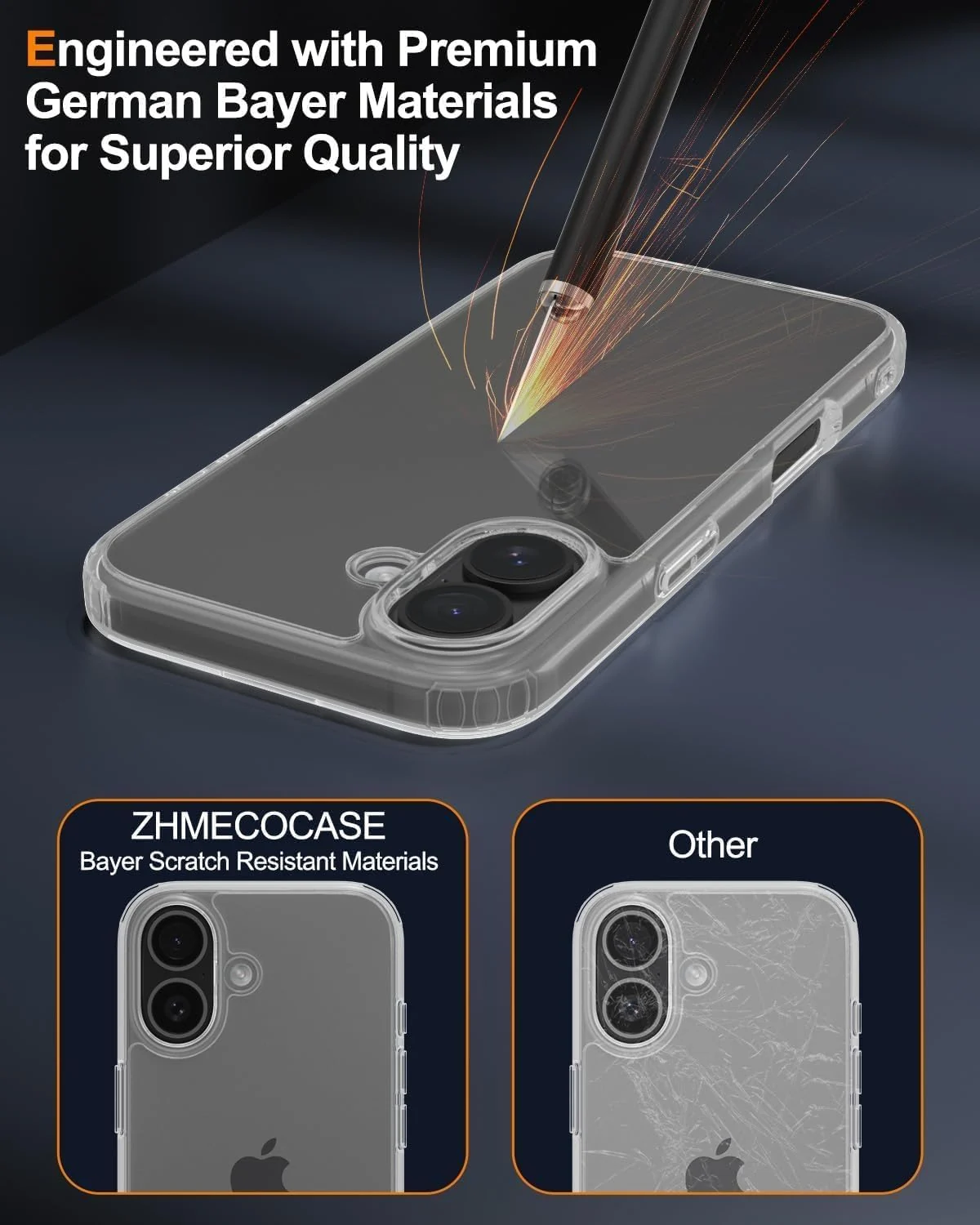 DL3 Mobilak Camera Protective Case Compatible with iPhone 17 Case Transparent, Mobile Phone Case iPhone Thin Soft Silicone Anti-Yellow Protective Case - Clear