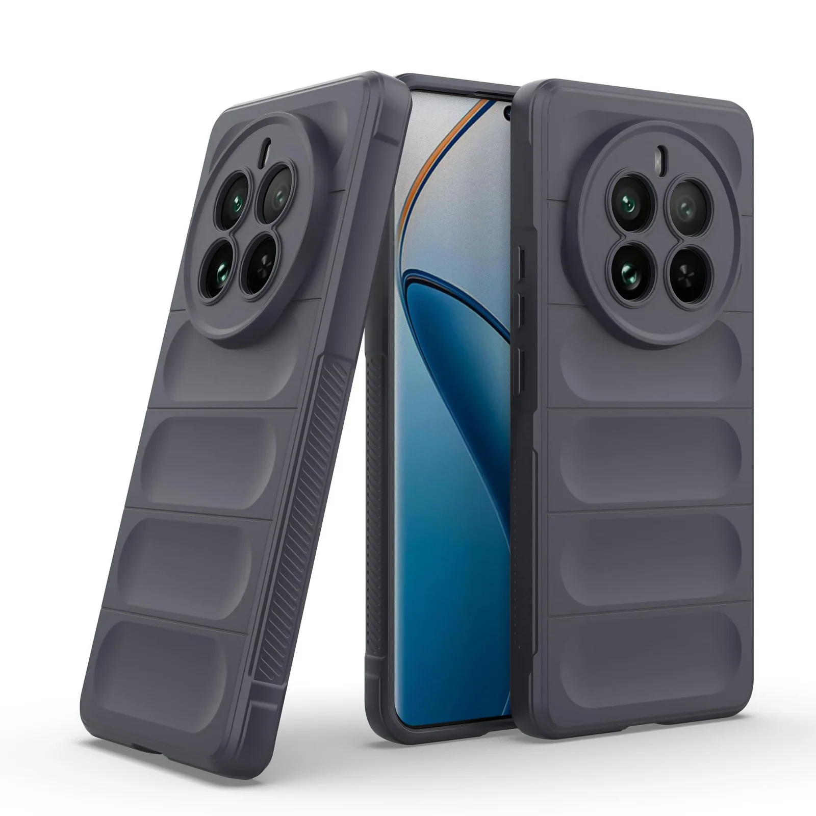 DL3 Mobilak Silicone Case for realme 12 Pro/realme 12 Pro Plus Heavy Duty Protective [Slim Fit] Shockproof Soft Flexible Protective Design Shock- TPU Cover With Camera Protection - Dark Gray