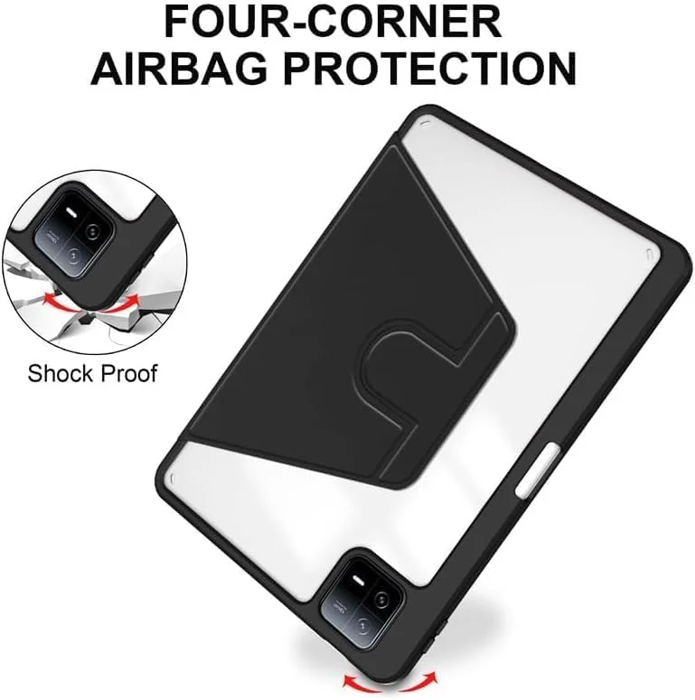 "DL3 Mobilak Case for Xiaomi Pad 6S Pro(for Xiaomi Pad 6S Pro 12.4"") Rotation Multi-angle Stand Slim Cover PU leather + Transparent Acrylic with Pen Holder Auto Wake/Sleep - Black"