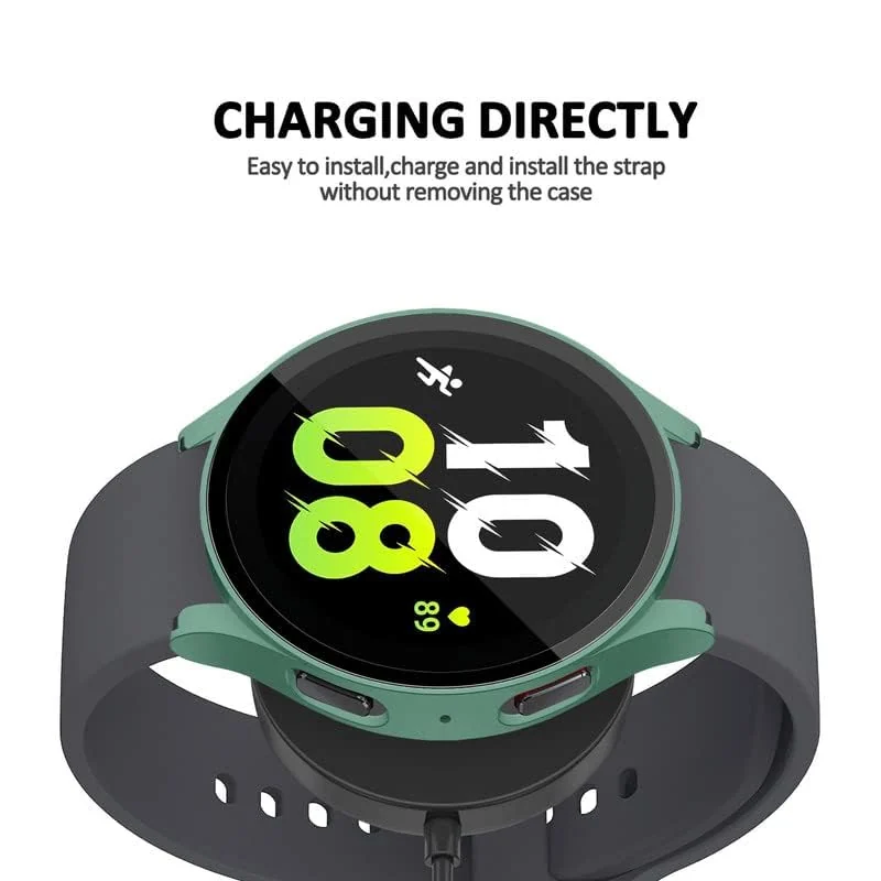 DL3 Mobilak Protective Case Compatible with Samsung Galaxy Watch 5 Pro 45mm 9H Hardness PC Case Bumper Full Slim Protective Cover with Tempered Glass For Samsung Galaxy Watch5 Pro 45mm - Green