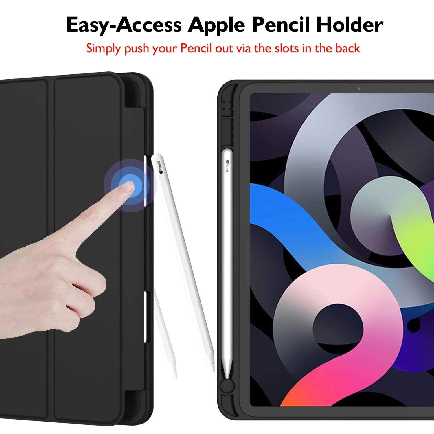 DL3 Mobilak Huawei MatePad SE 11 inch 2024 Tablet Cover Case with Pencil Holder, Soft TPU Back Trifold Stand Protective Smart Cover Flip, Auto Wake&Sleep - Black