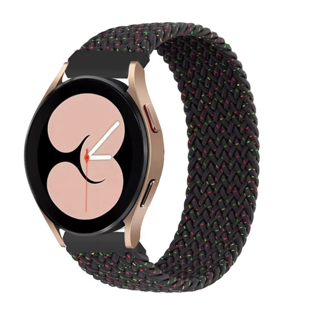 DL3 MOBILAK Band 20MM Nylon Braided Solo Loop Strap Compatible with Samsung Gear Sport/Watch 6/5/4 40mm 44mm/Watch 6 Classic 43mm 47mm/5 Pro 45mm/active 2 40mm 44mm (Medium) - Black Unity