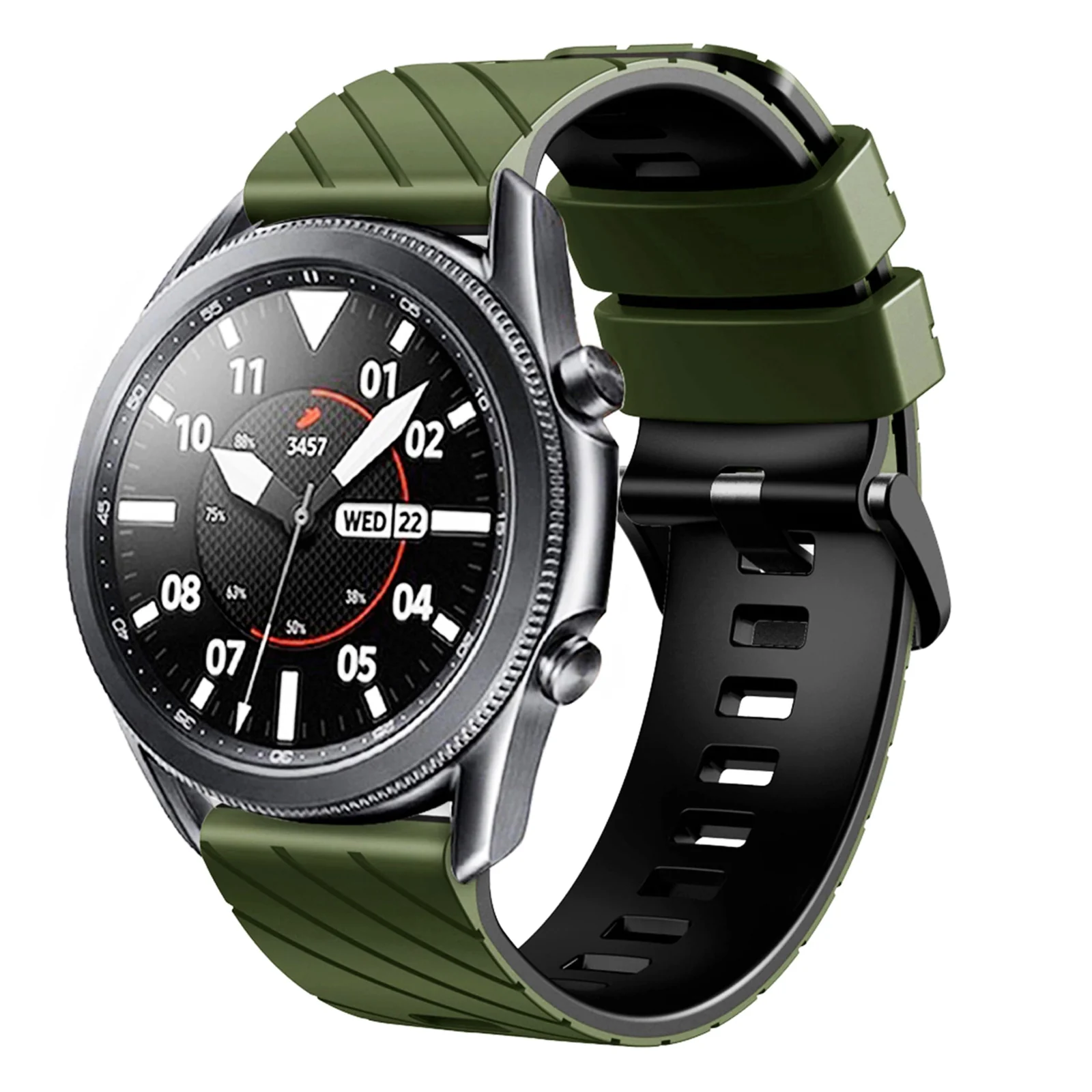 DL3 Mobilak Silicone Sport Band 22MM Strap For Xiaomi Redmi Watch 5 Active/5 Lite/Samsung Galaxy Watch 3 45mm/Watch 46mm/Gear S3/Huawei watch GT5 GT4 GT3 GT2 GT 46MM/GT2E/GT3 Pro/GT 5 Pro - Green/black