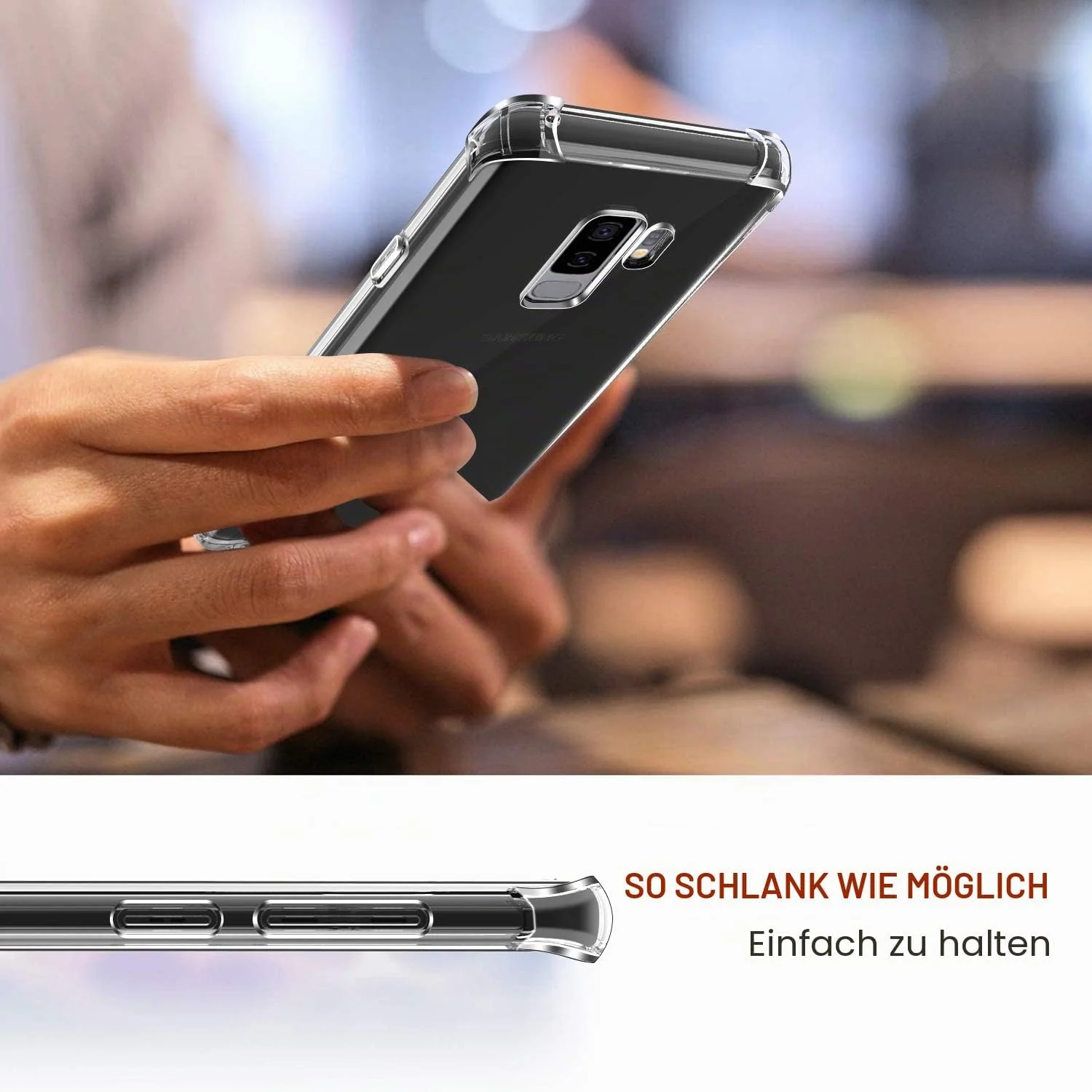 DL3 MOBILAK Anti-Shock Transparent TPU Phone Case for Samsung Galaxy S9 Plus, Clear