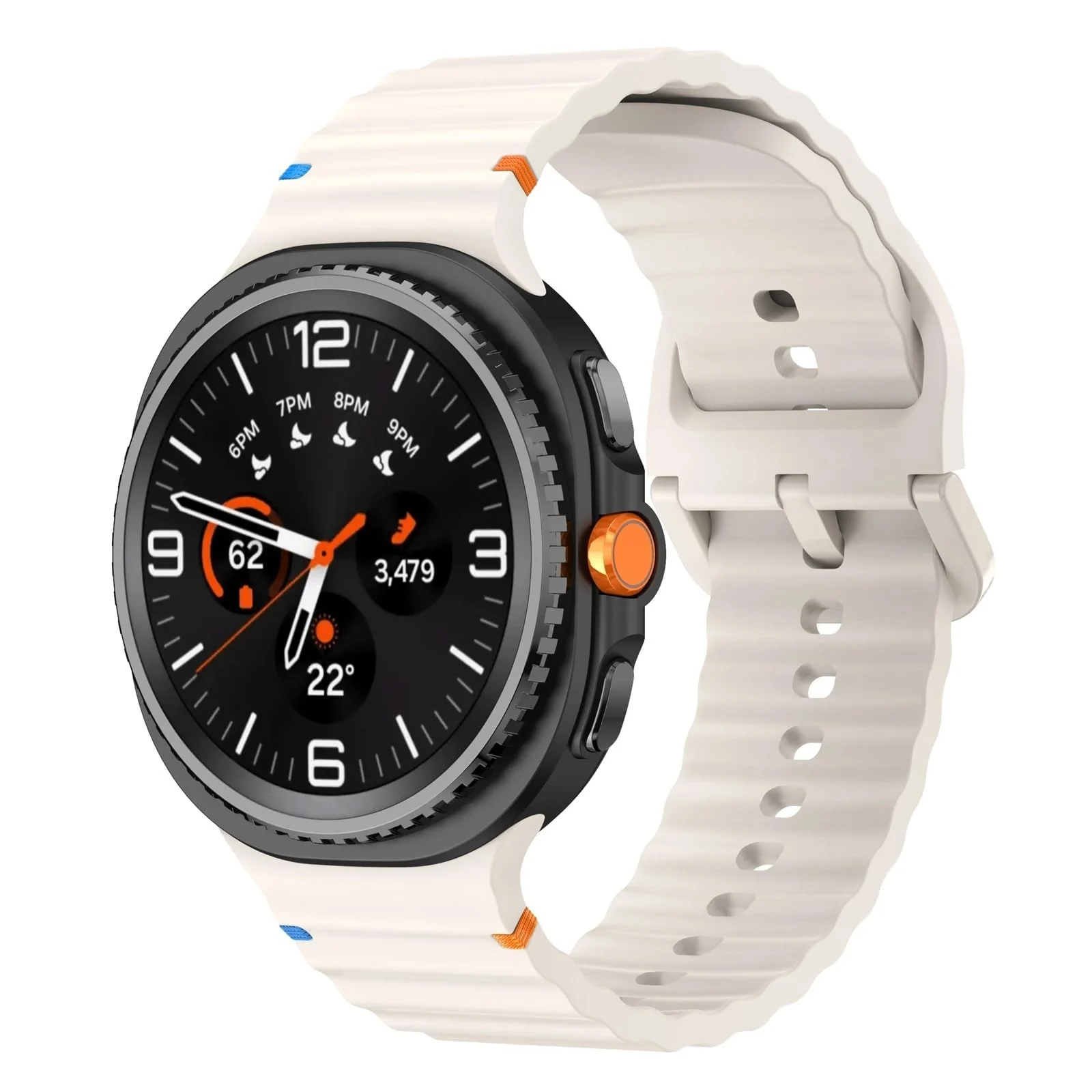 DL3 Mobilak Sport Strap for Samsung Galaxy Watch 8 Straps 40mm 44mm/8 Classic Bands 46mm Men Women, One Click No Gap Waterproof Soft Silicone Sport Band for Samsung Watch 8/8 Classic Strap - Starlight
