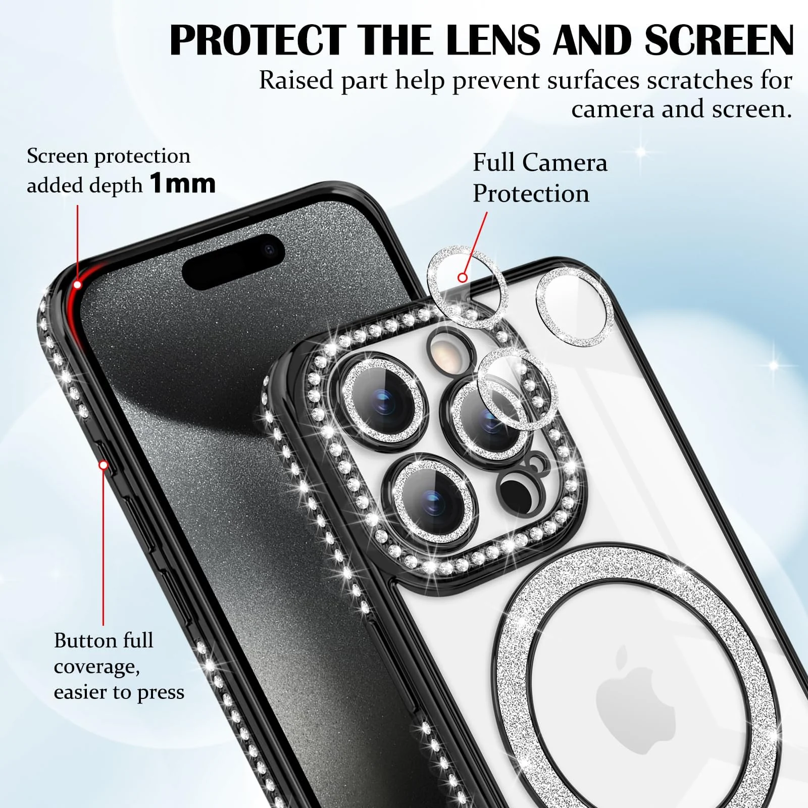 DL3 Mobilak MagSafe-Compatible Magnetic Case for iPhone 14 Pro with Camera Protection and Magnetic Car-Mount Support - Black