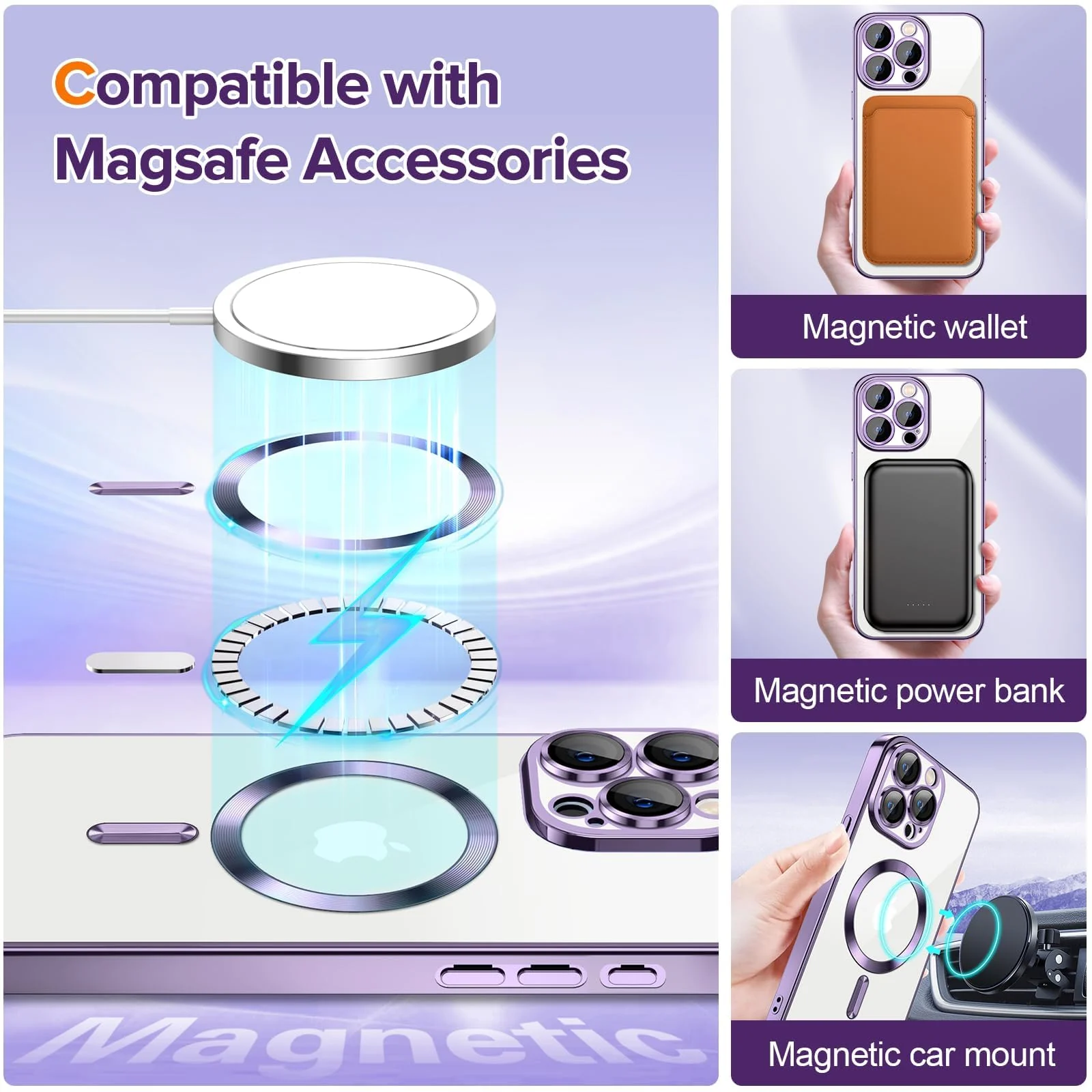 DL3 Mobilak Plated-Edge Protective Case for iPhone 11 Pro (5.8 Inch) Compatible with, Compatible with MagSafe accessories, Supports wireless charging, Camera protection - Purple